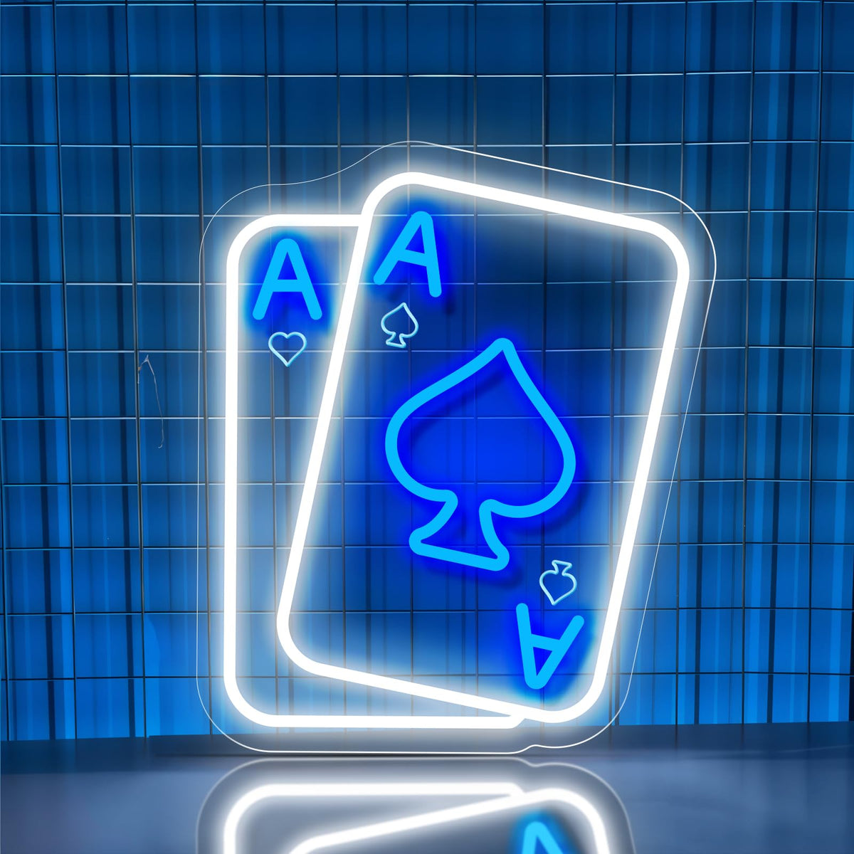 Poker Neon Sign, Playing Cards Neon Sign for Wall Decor Poker Dimmable LED Neon Light Sign for Bedroom Casino Bar Game Room Man Cave Wall Art Birthday Party Decor(Blue)