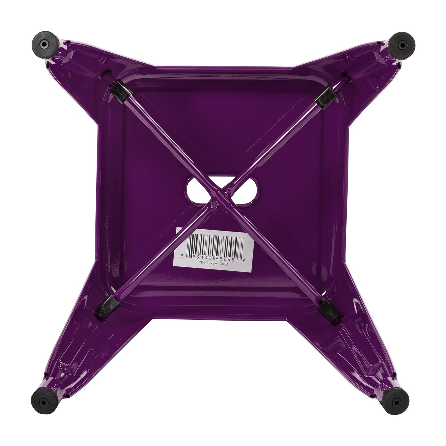 Flash Furniture Metal Dining Table Height Stool - Backless Purple Kai Commercial Grade Stool - 18 Inch Stackable Dining Chair - Set of 4