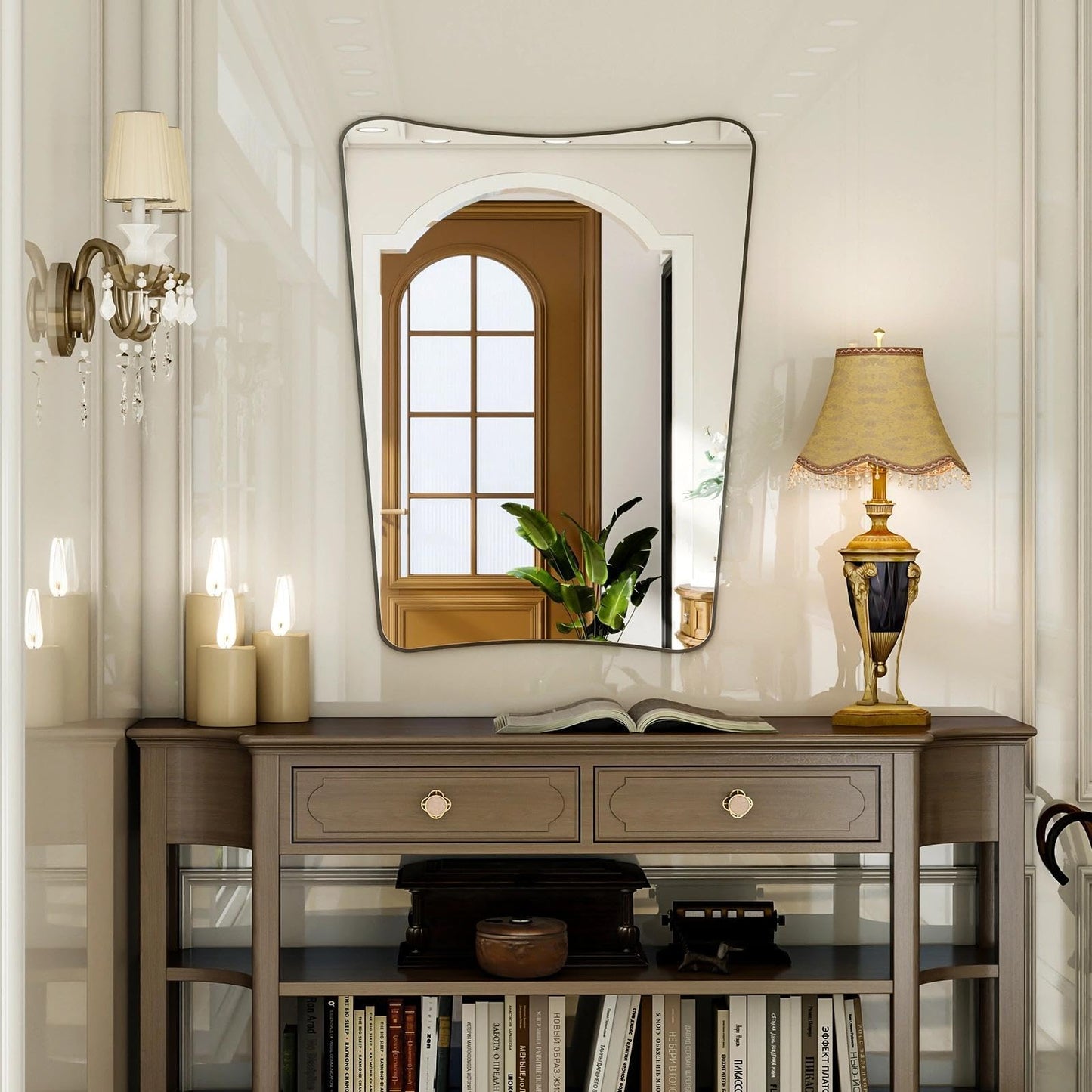 Easly 22''x32'' Irregular Wall Mirror, Butterfly-Shaped Irregular Frameless Bathroom Mirror, Curved Artistic Mirrors for Wall, High-Definition Vertical Hanging Decorative Mirror
