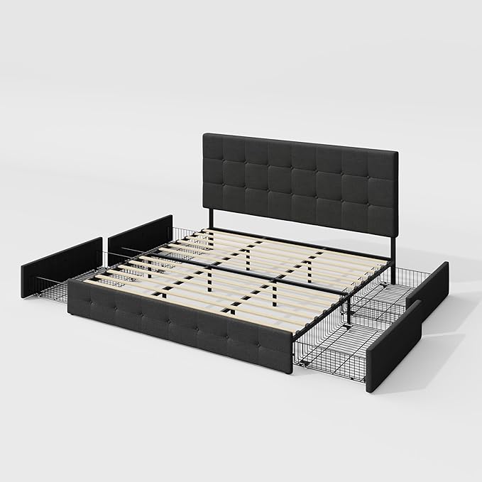 Allewie Upholstered King Size Platform Bed Frame