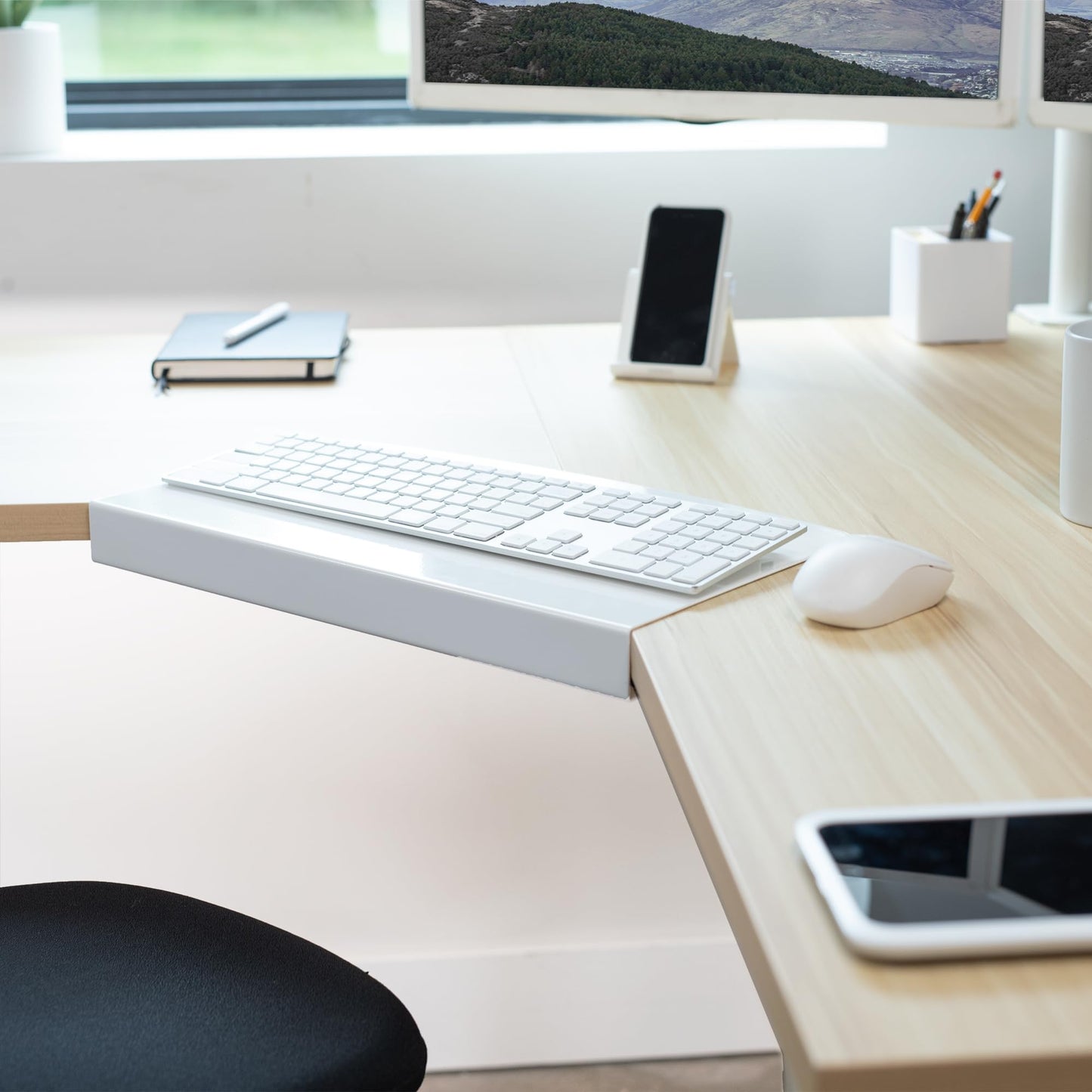 VIVO 17 inch Corner Desk Connector Sleeve for Keyboard Tray Mount on L-Shaped Workstation, Home Office, White, DESK-AC07SW