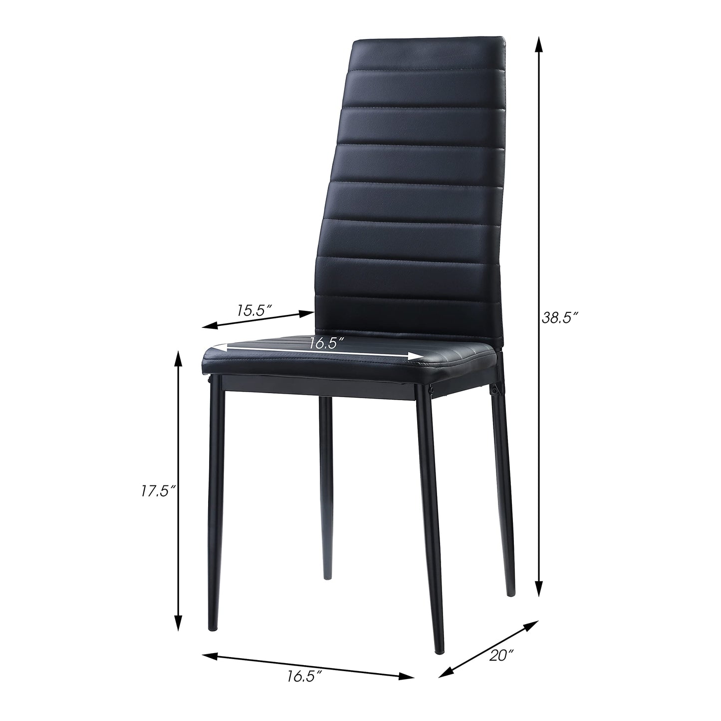 Lexicon Silas Faux Leather Side Chairs (Set of 2), Black