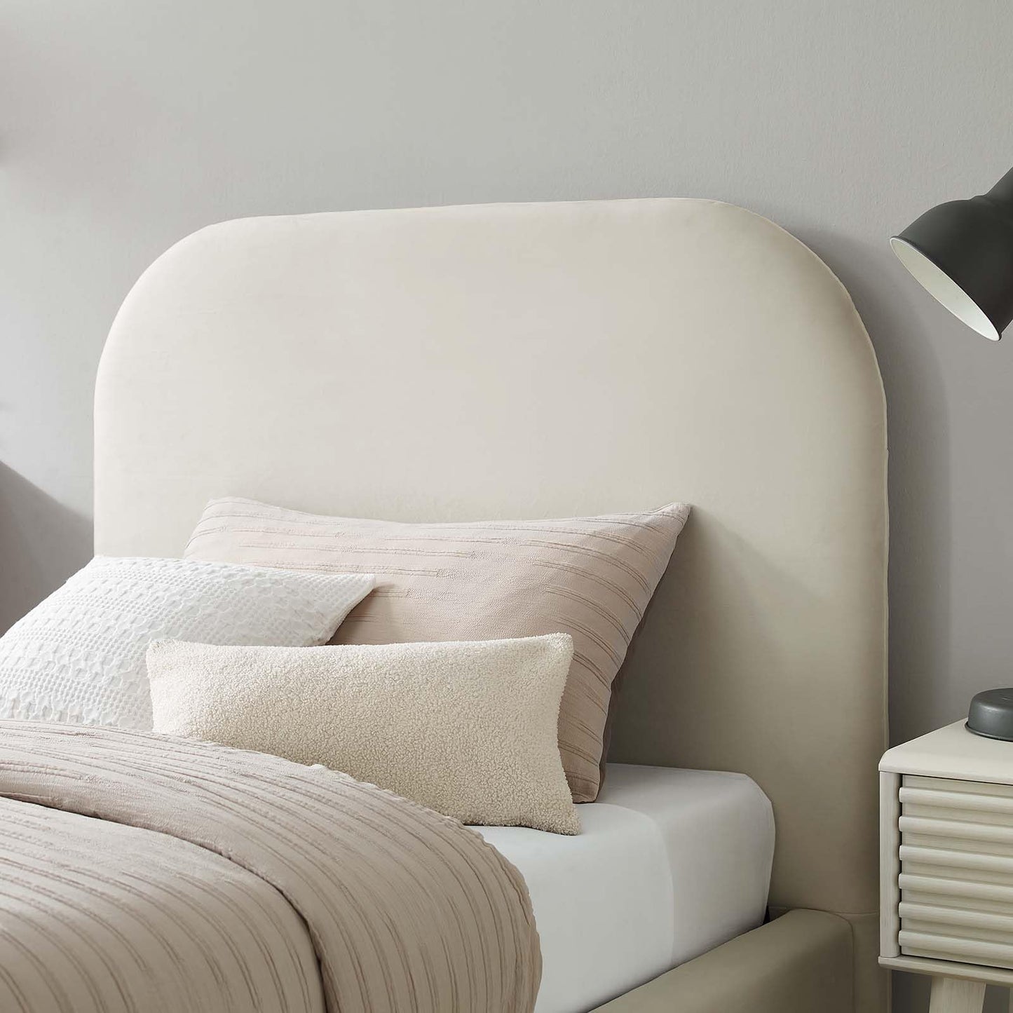 Modway Keynote Modern Bed Frame, Twin Size with Curve Shaped Headboard in Alabaster