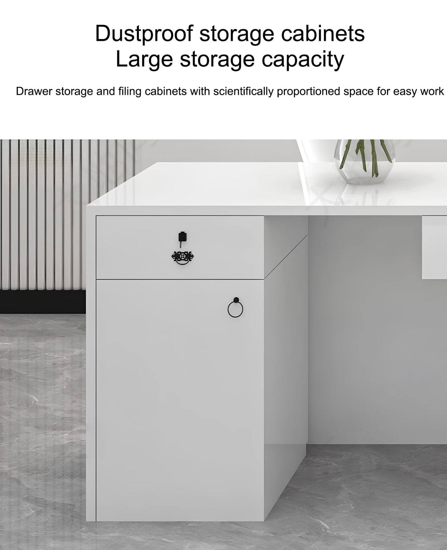 Commercial Reception Desk with Lockable Drawers, Front Counter for Office & Retail Checkout, Stylish Lobby Furniture, SOHO & Boutique Use - 160cm/63in, Left Configuration