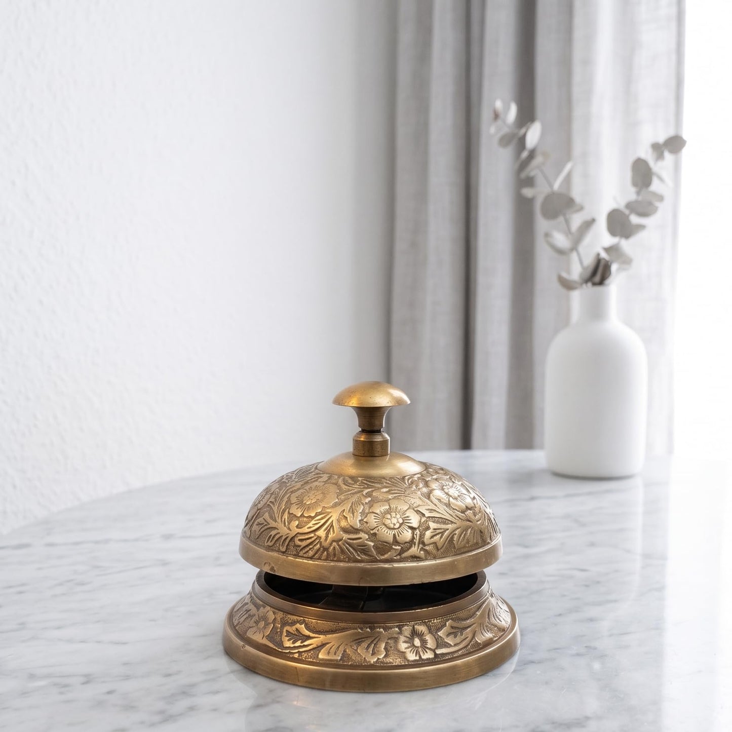 Antique Brass Desktop Bell – Vintage Style Service Desk Bell – Classic Counter Call Bell for Reception, Hotel, Office, Restaurant