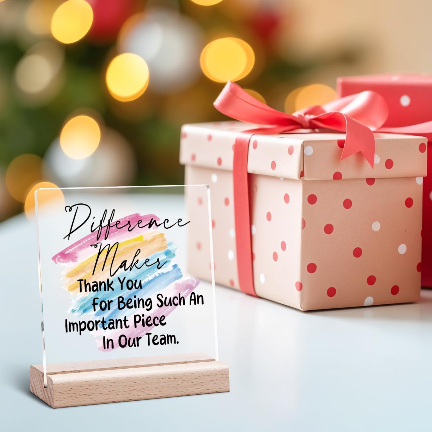 Thank You Gifts for Leader Mentor Boss Teacher Difference Maker Gifts Clear Desk Decorative Sign Employee Appreciation Present for Coworkers Retirement Acrylic Sign With Wooden Stand for Desk Table