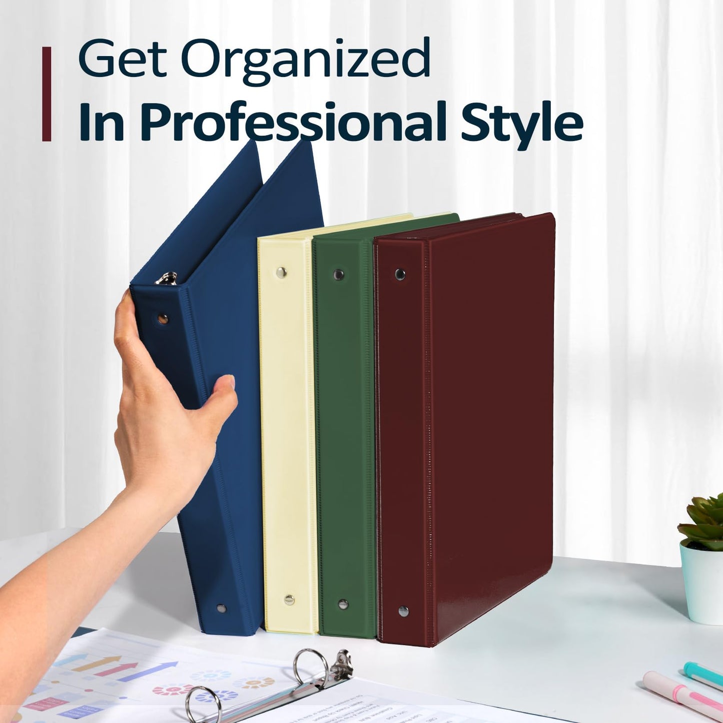 BinderX Extra Durable 3 Ring Binder, Round Ring 2 Inch Binders, Fits 450 Sheets of 8.5x11 Paper, Customizable View Cover with Inside Pockets, Cute 2" Binder, School Supplies for Girls, Burgundy Red