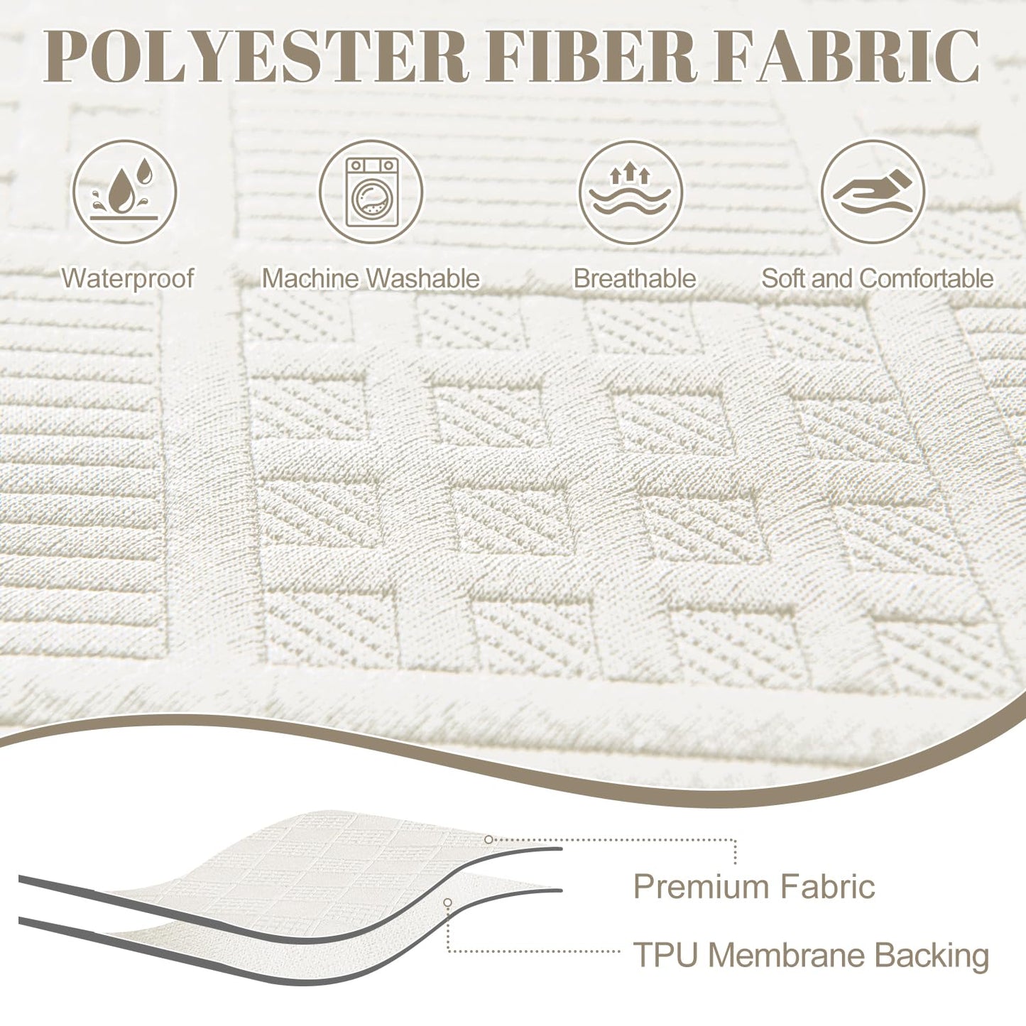 HYZOTEX Waterproof Sectional Couch Covers Sectional Sofa Cover L Shaped Corner Sofa Slipcovers Blanket for Dogs Pets Washable Jacquard Quilted L Shape Furniture Protector (75x252 in, Cream White)