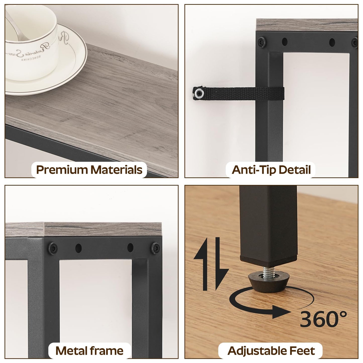 YATINEY Narrow Console Table with Outlets, 70.9" Sofa Table Narrow Long, L Shaped Behind Couch Entryway Table with Charging Station, for Living Room, Hallway, 3 Assembly Options, Greige CT07UBG