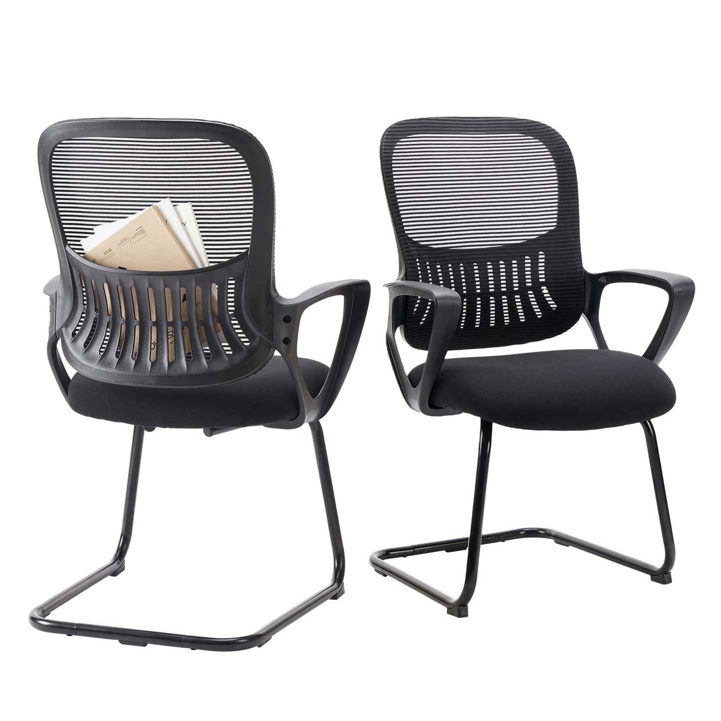 DUMOS Office Desk Chair with Sled Base, Ergonomic Executive Mesh Computer Chairs with Lumbar Support for Home Conference Room Bedroom Waiting Reception Guest Student