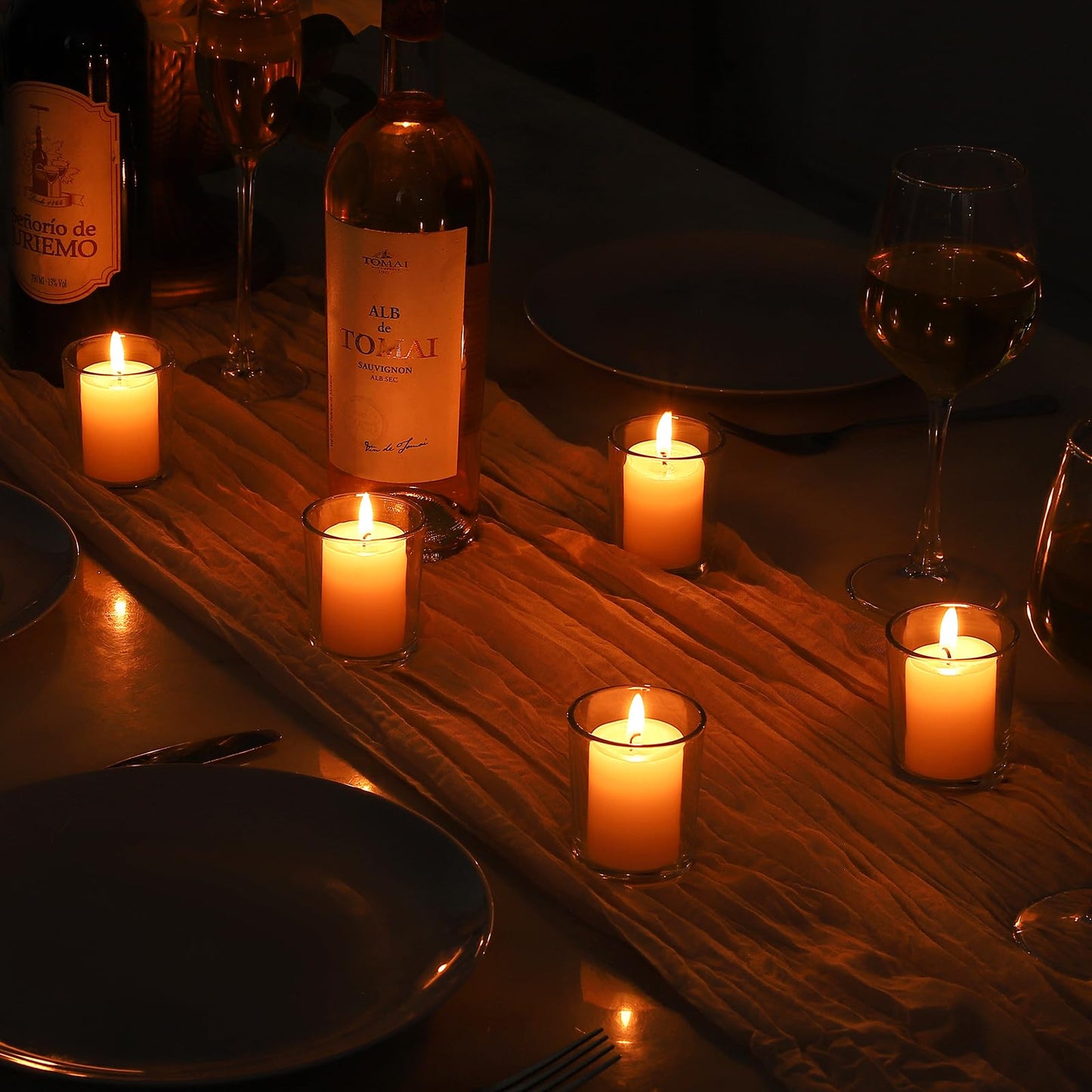 BTGLLAS 36pcs Clear Glass Tea Light Holders - Votive Candle Holders Bulk for Weddings Events - Glass Votives for Wedding Centerpieces, Christmas, Thanksgiving - Candle Accessories Decor (36, Clear)