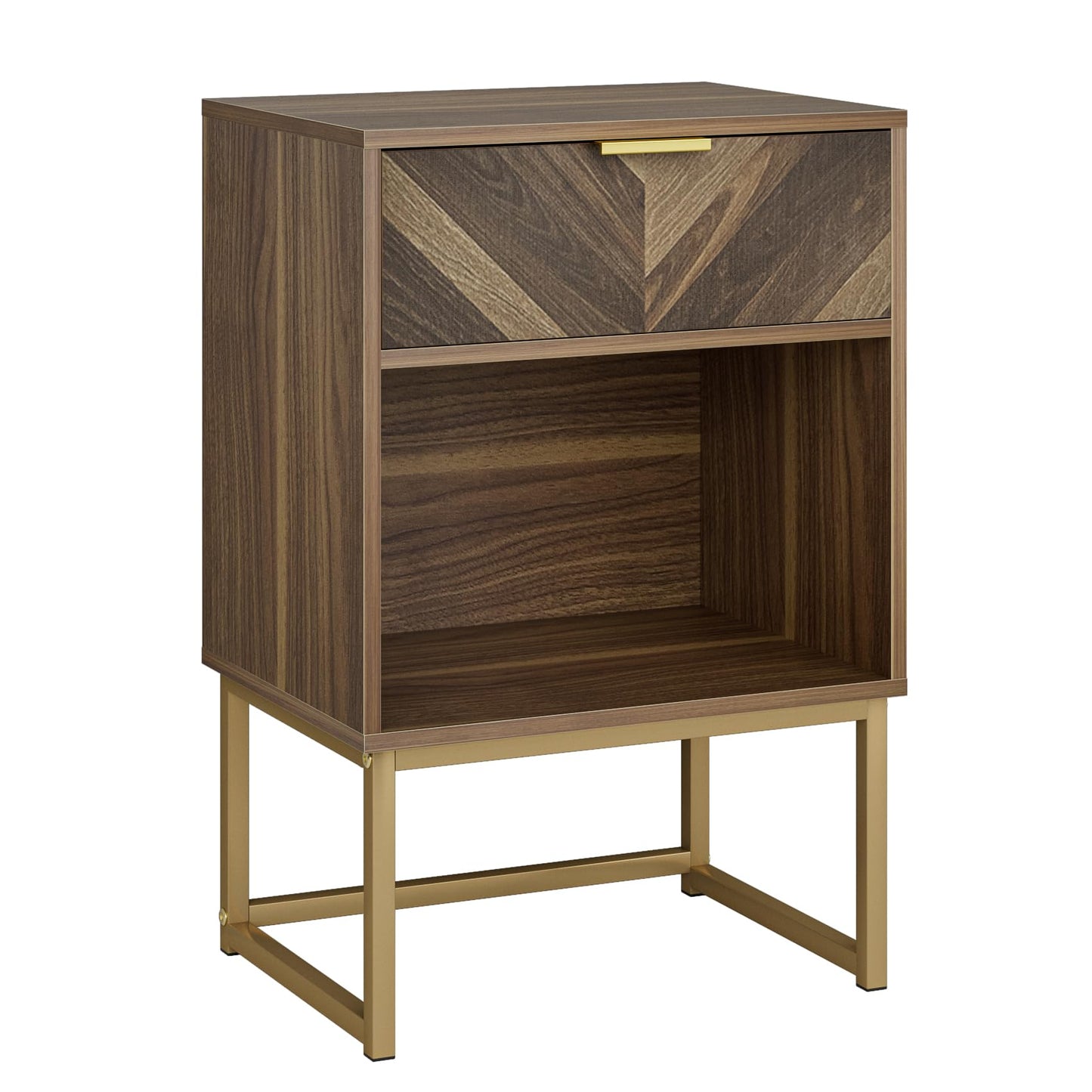 Masupu Nightstand,Modern Night Stand Boho Farmhouse Wood Bedside Table with Storage Drawer Side End Table for Bedroom,Living Room,Office,Walnut Brown