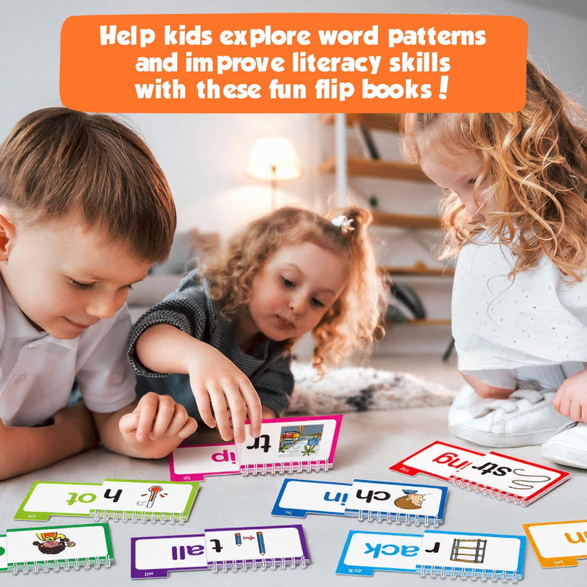 Phonics Flash Cards Word Family Build Book,Learn to Read 30 Read and Rhyme Flip Books,Sight Words Flash Cards Kindergarten Phonics Flip Books for Kids Classroom Homeschool Preschool Learning Activity