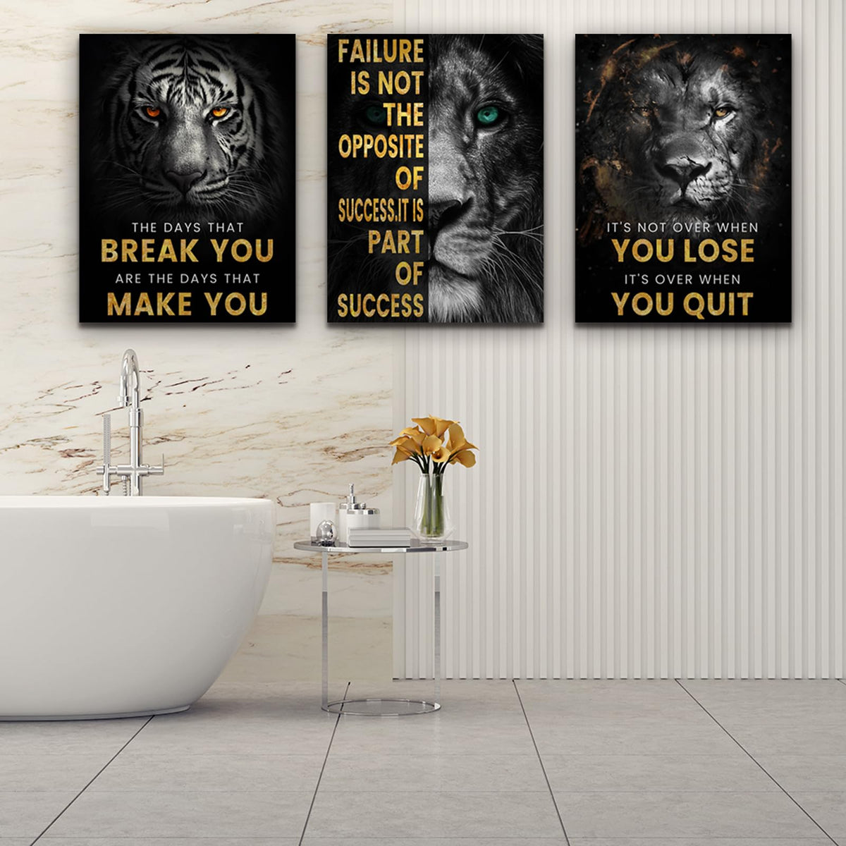 Inspirational Motivational Posters - Framed Canvas Art Set for Office, Living Room, Bedroom - (36''W x 16''H)