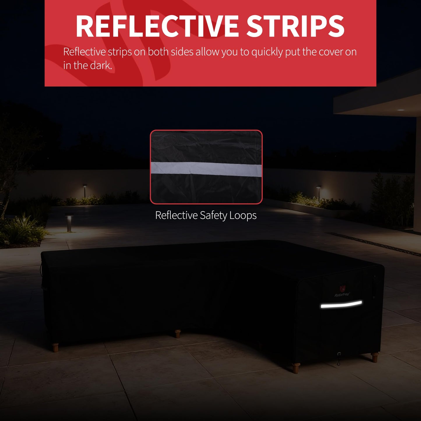 Rosefray 420D Outdoor V-Shaped Sectional Cover,Heavy Duty Anti UV Patio Sectional Sofa Cover with Air Vent, Waterproof Furniture Covers for Deck, Lawn,Backyard 100"x100" Black