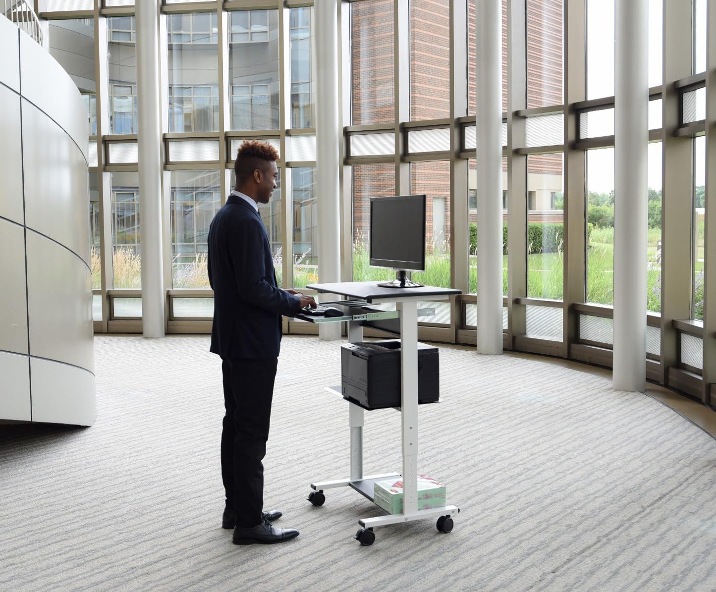 LUXOR STAND-WS30 Three-Shelf Adjustable Stand Up Workstation