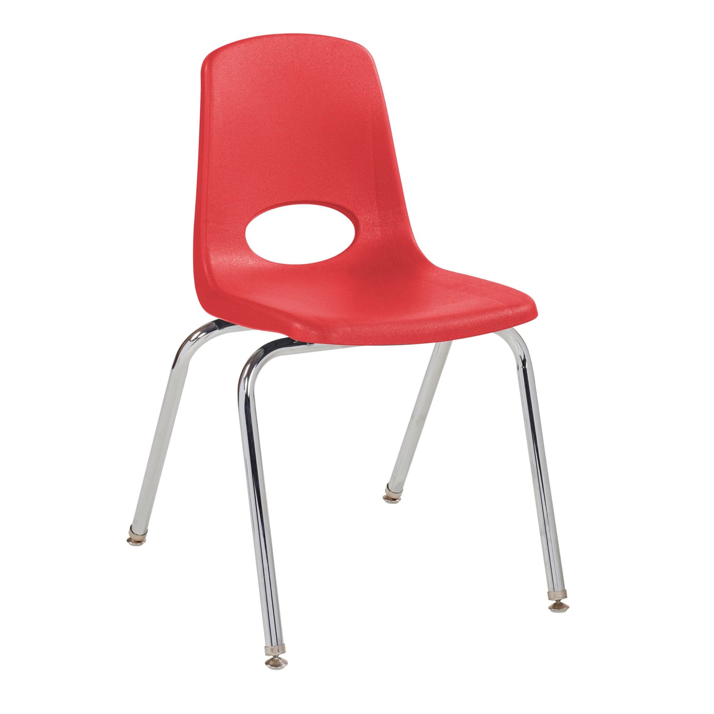 FDP 18" School Stack Chair, Stacking Student Seat with Chromed Steel Legs and Nylon Swivel Glides For In-Home Learning, Classroom or Office - Red (5-Pack), 10371-RD