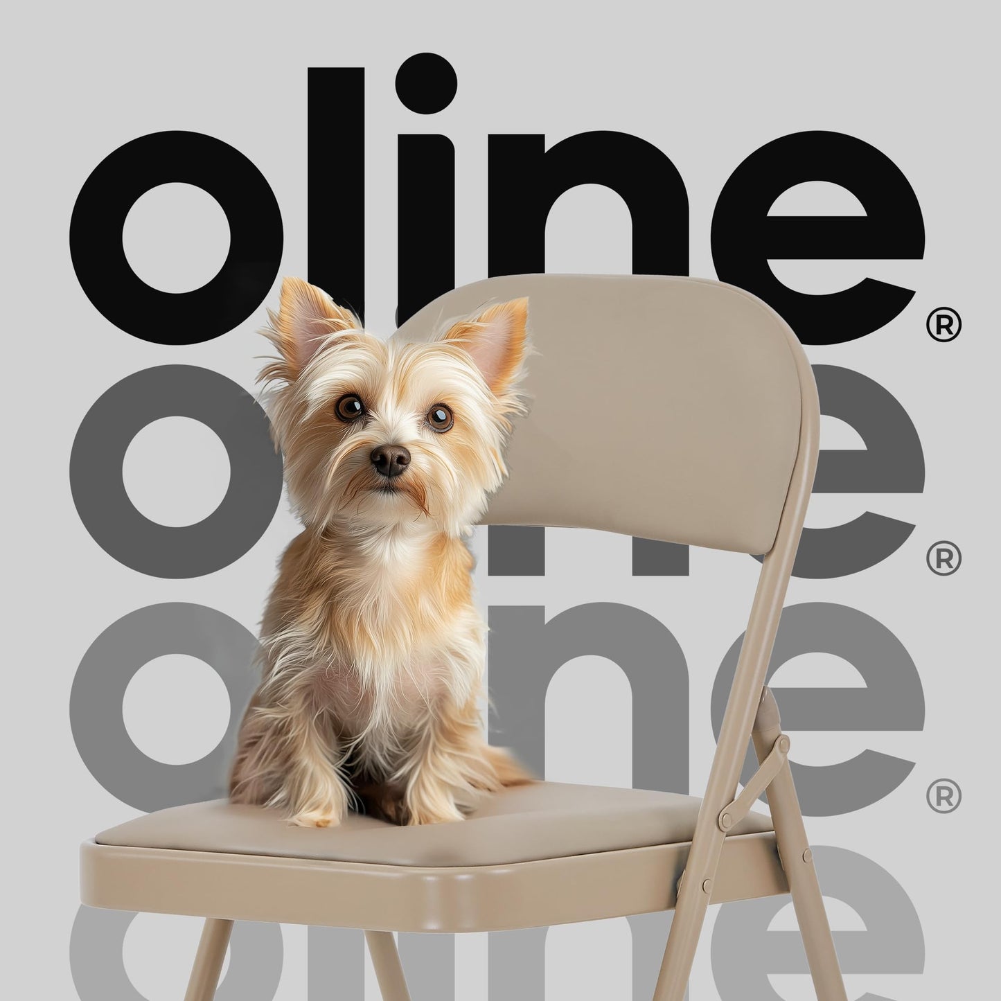 Oline Vinyl Folding Chairs, Padded Vinyl Cushion Chairs with Durable Metal Frame, Indoor Outdoor Stackable Foldable Guest Chairs for Office Wedding Kitchen Dining, 330lb Capacity (Khaki, 6 Pack)