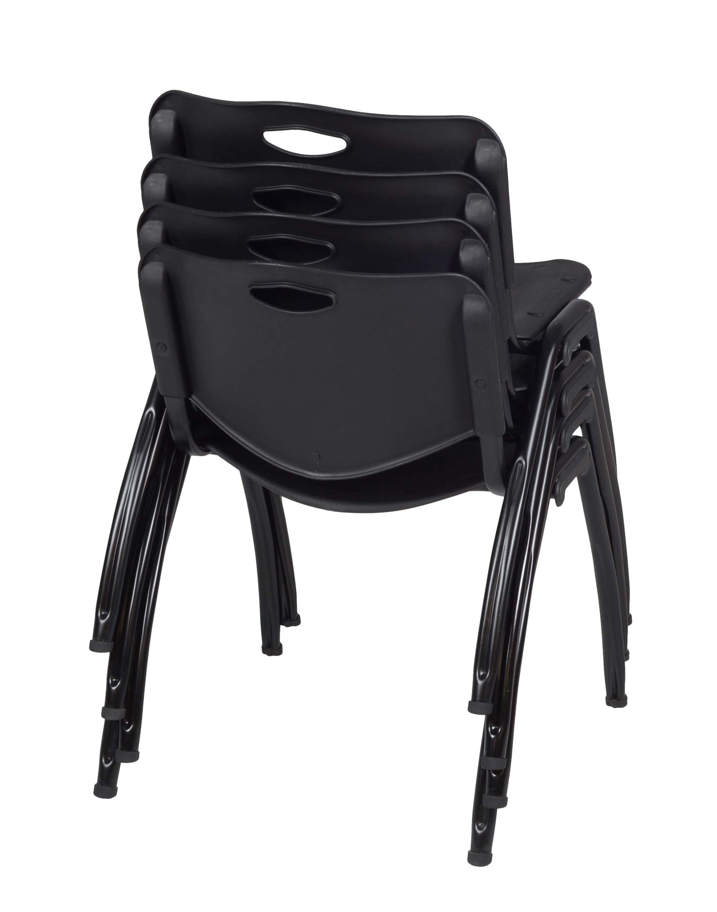 Regency M Black Stack Chairs 4-Pack – Durable Plastic Stackable Chairs with Metal Frame, Lightweight & Easy-Clean Seating for Offices, Cafeterias & Breakrooms