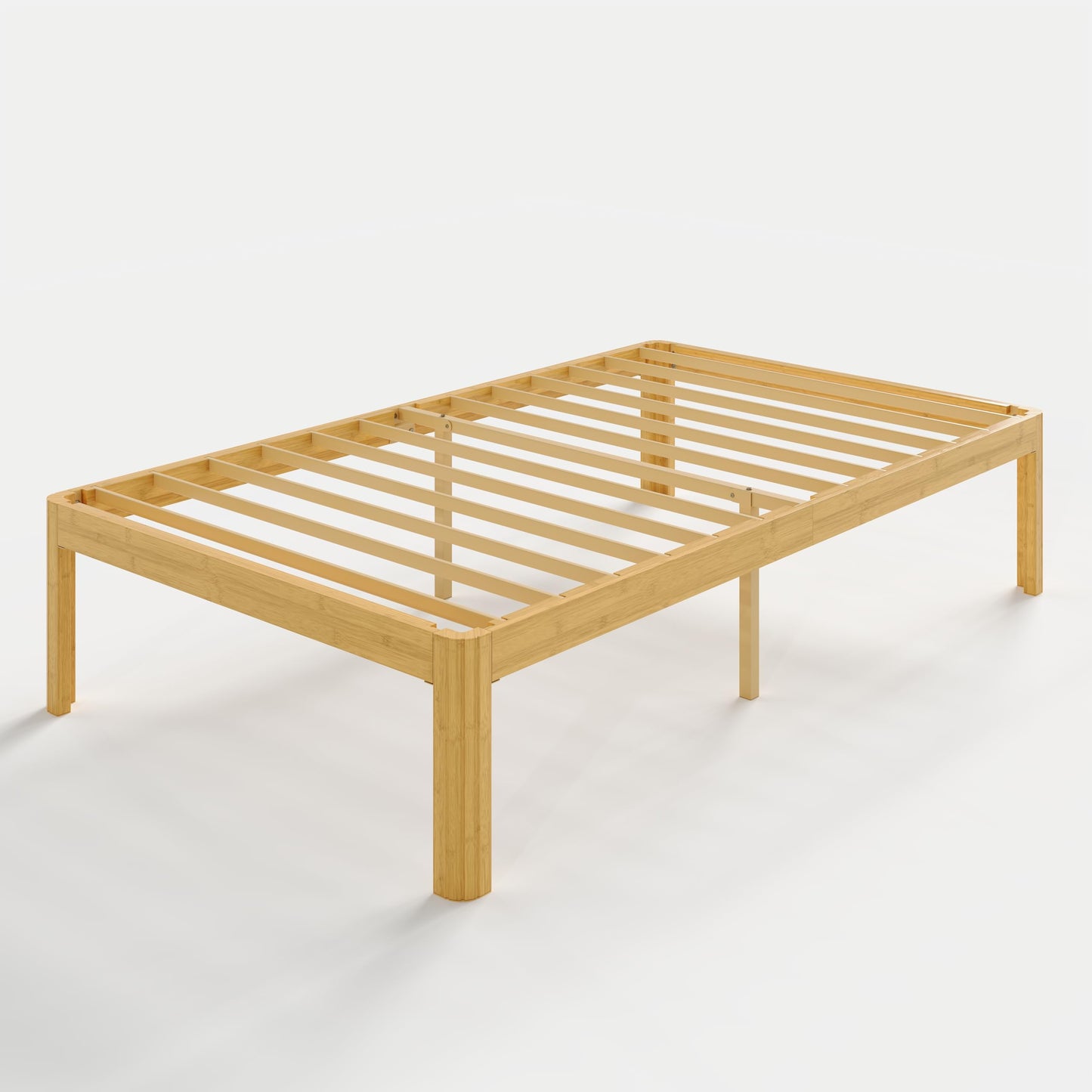 COMASACH 18 Inch Queen Wood Platform Bed,Mid-Century Wood Bed Frame Queen Size, No Box Spring Needed, Natural Finish, Easy Assembly