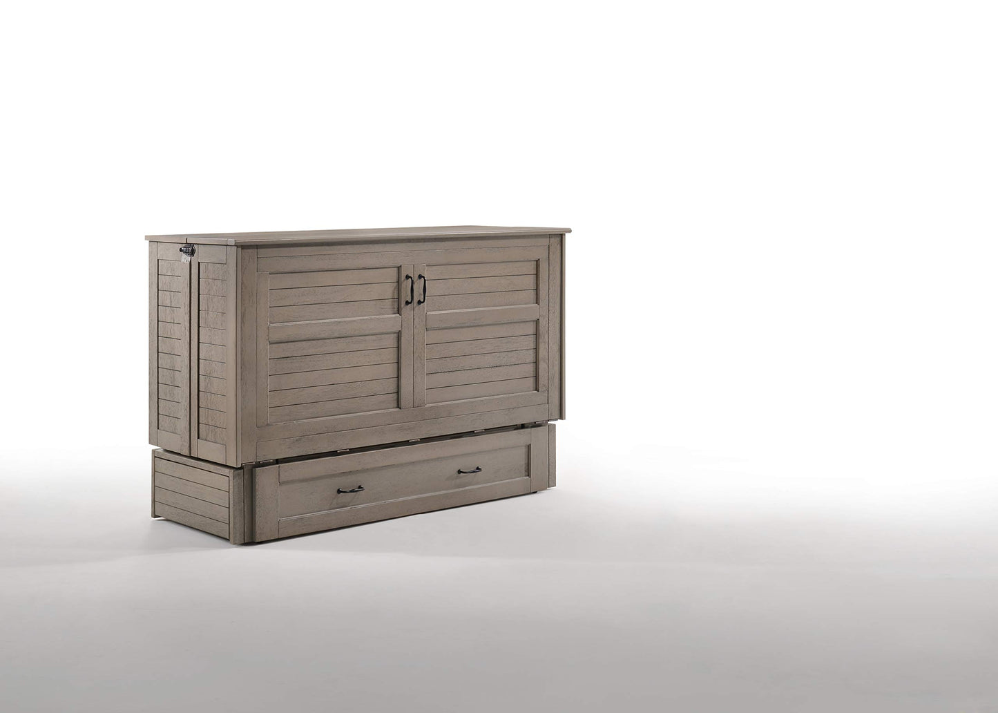 Night & Day Furniture Poppy Brushed Driftwood with Mattress Murphy Cabinet Bed, Queen,