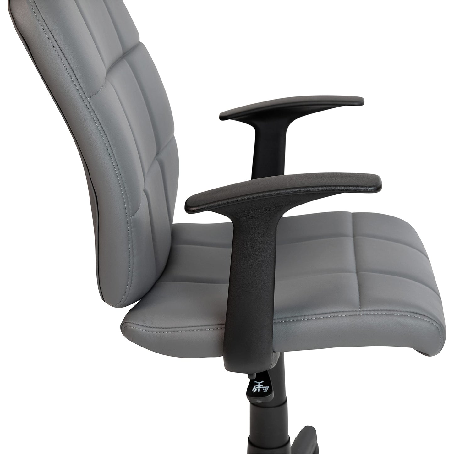 Flash Furniture Clayton Mid Back Swivel Task Chair with Arms - Gray Vinyl Upholstery - Tufted Back and 360° Swivel