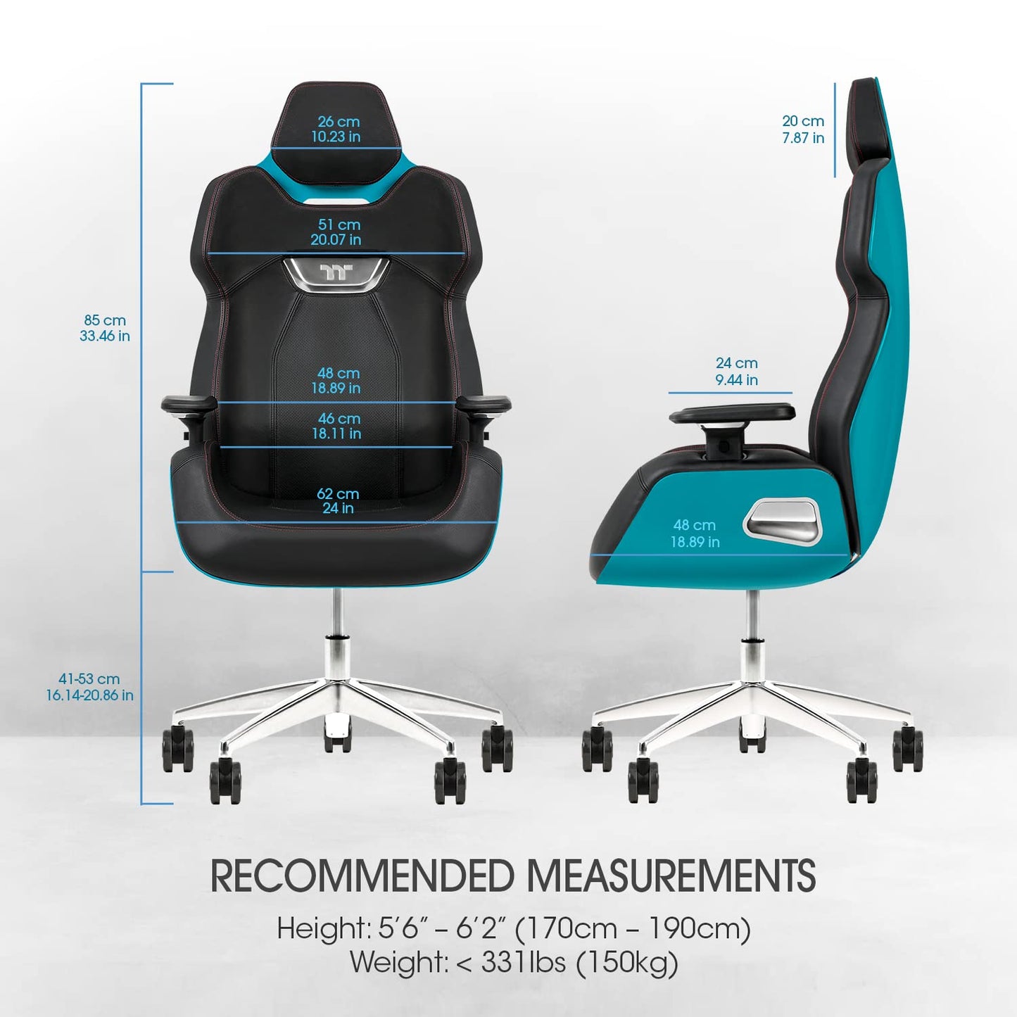 Thermaltake Argent E700 Real Leather Gaming Chair (Ocean Blue) Design by Studio F∙A∙Porsche, GGC-ARG-BLLFDL-01