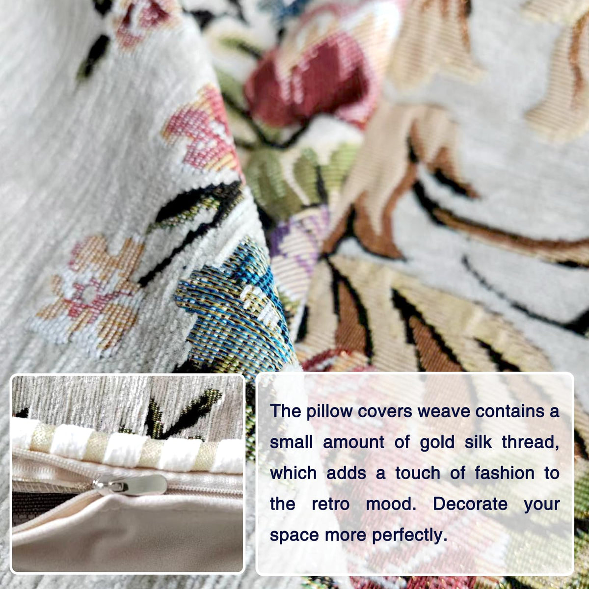 Qupace Set of 2 Beige Vintage Throw Pillows Covers 18x18in