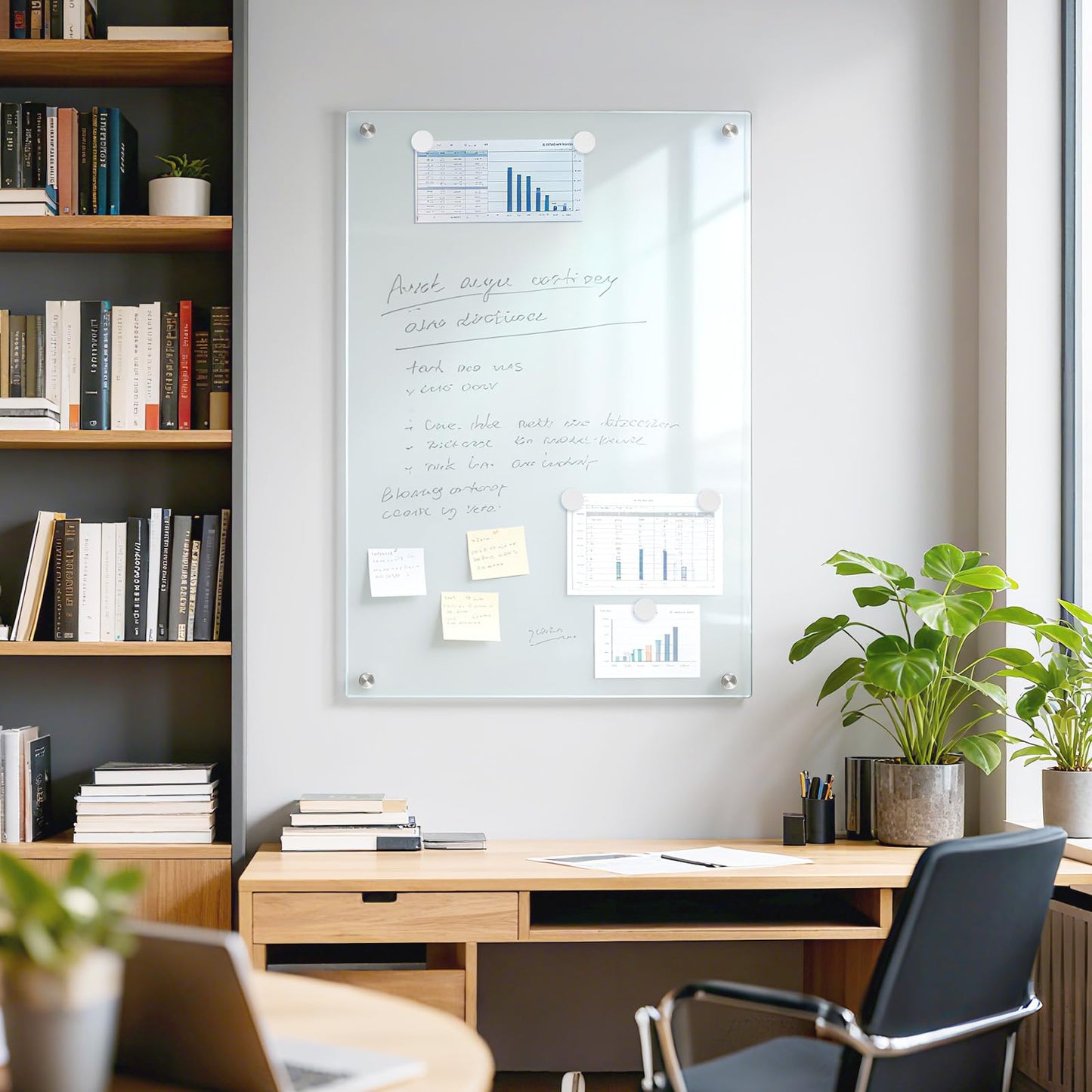 AMUSIGHT Glass Magnetic Dry Erase Board, 24" x 18" (2'x1.5') Tempered Glass Whiteboard Wall Mounted Small White Board for Home, Office, School