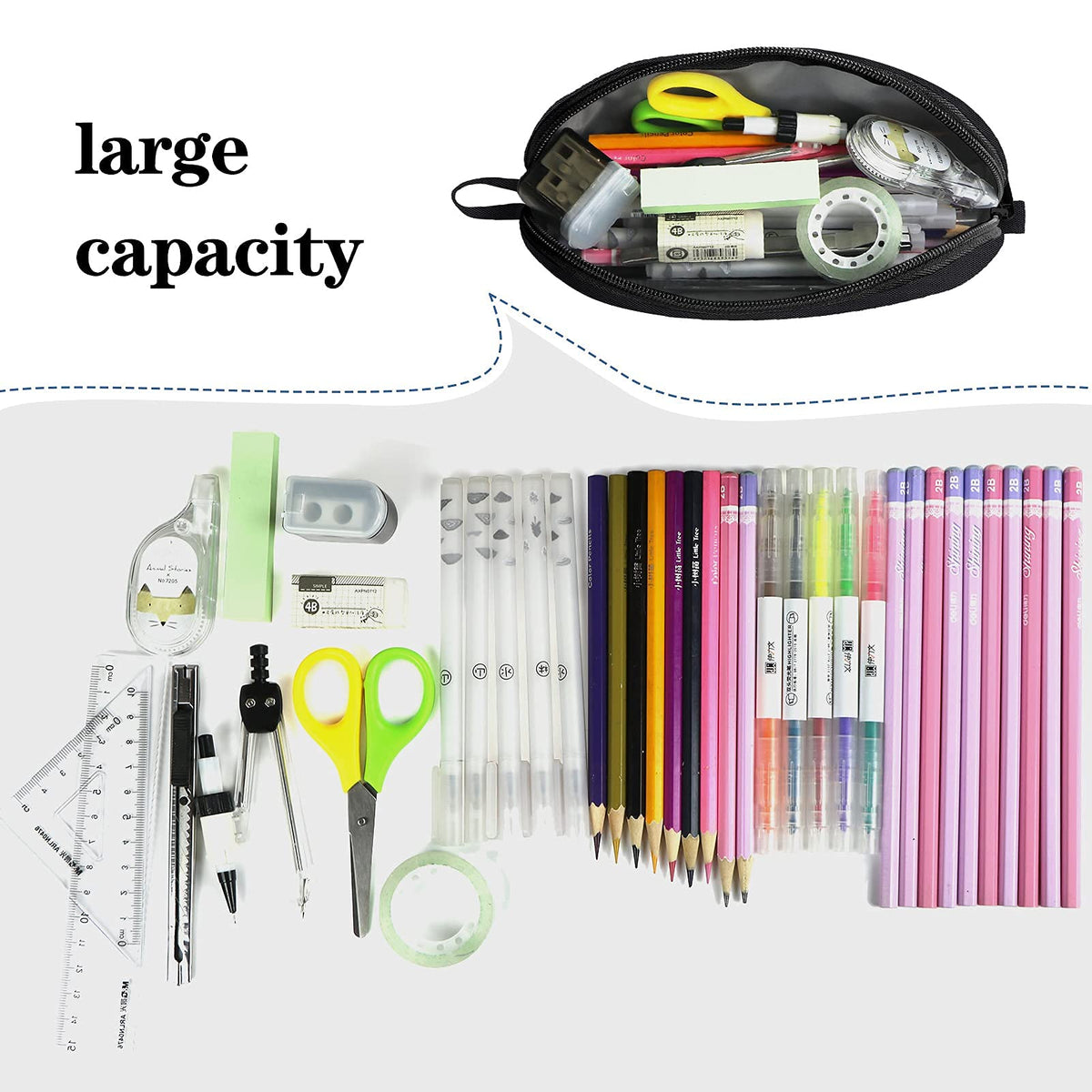 Gloppie Pencil Pouch - Practical Pencil Case, Aesthetic Simple Pencil Bag, Small Pen Holder, Back to School Supplies for Girls Boys, Black