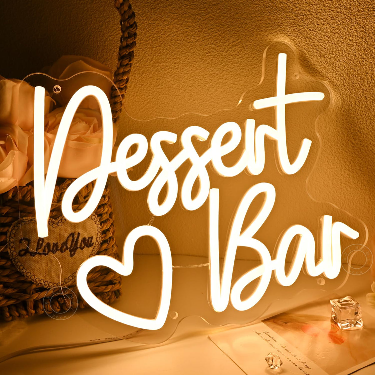 SYLHOME Dessert bar Led Neon Light Sign Home Candy Bar Snack Wall Sign Decor Wedding Birthday Christmas Party Decor Banner Gifts 11.81" X 9.33" USB