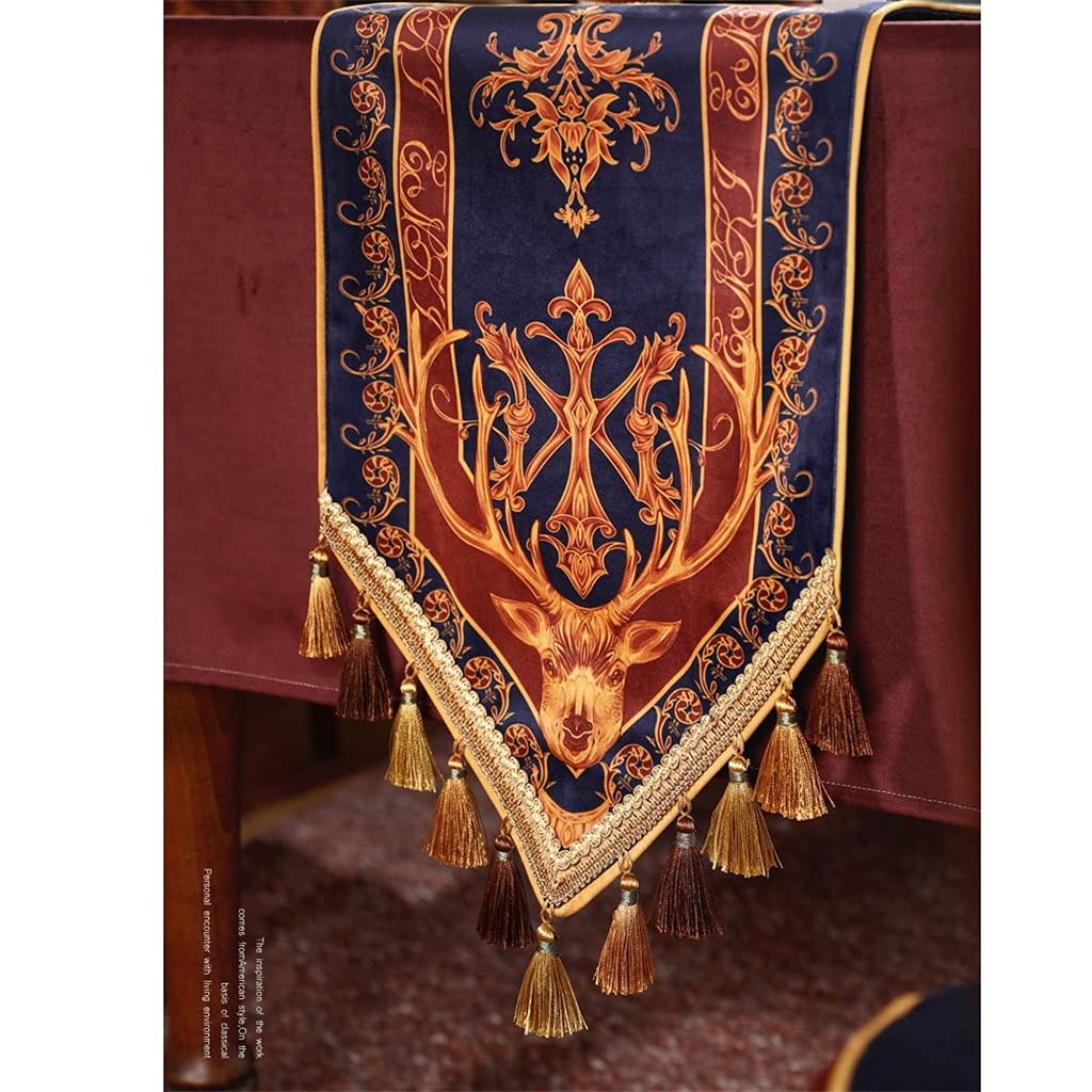 WODHAZNC Table Runner European Long Tablecloth Retro Chest of Drawers Sideboard Decoration Cloth(40 * 260cm)
