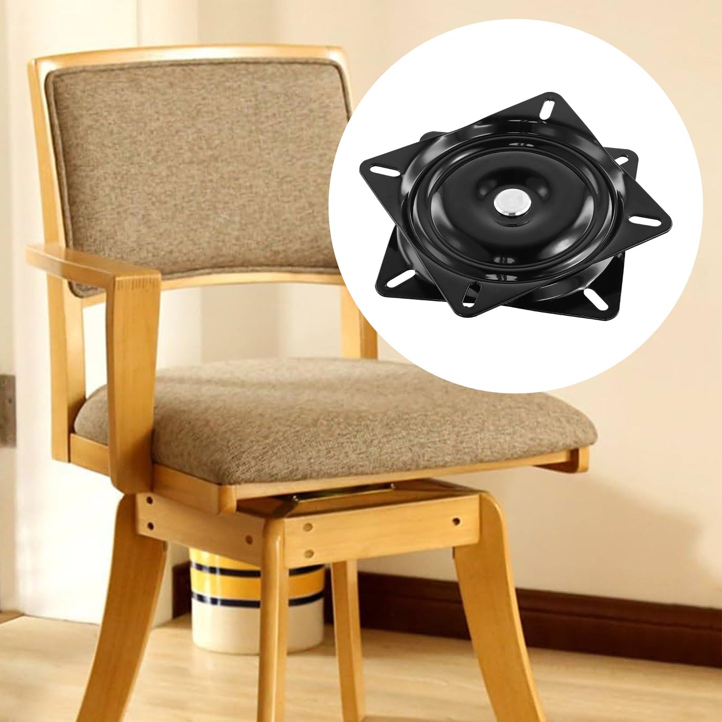 MANCHAP 6 Pack 6 Inch Swivel Plate, Black Bar Stool Seat Replacement, Smooth Swivel Chair Base, Rotating Swivel Plate for Recliner Chair Stool