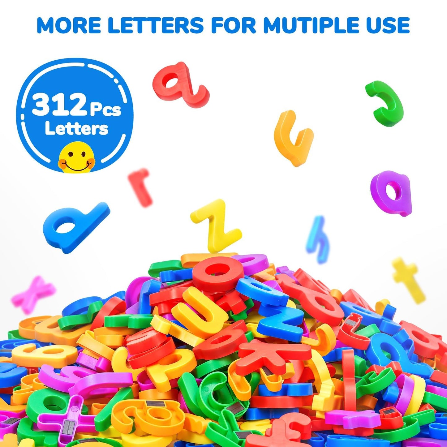JoyCat Magnetic Letters, 312 Pieces Lowercase Alphabet Fridge Magnets, ABC Magnets for Toddlers Kids, Educational Learning Plastic Letters Set for Kindergarten Classroom