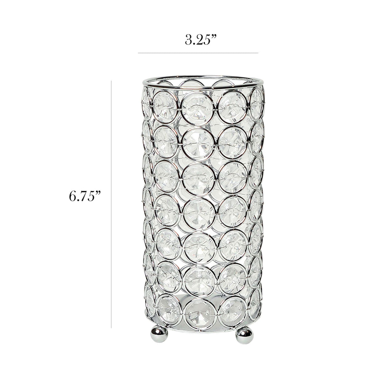 Elegant Designs HG1002-CHR Elipse Crystal Decorative Flower Vase, Candle Holder, Wedding Centerpiece, 6.75 Inch, Chrome