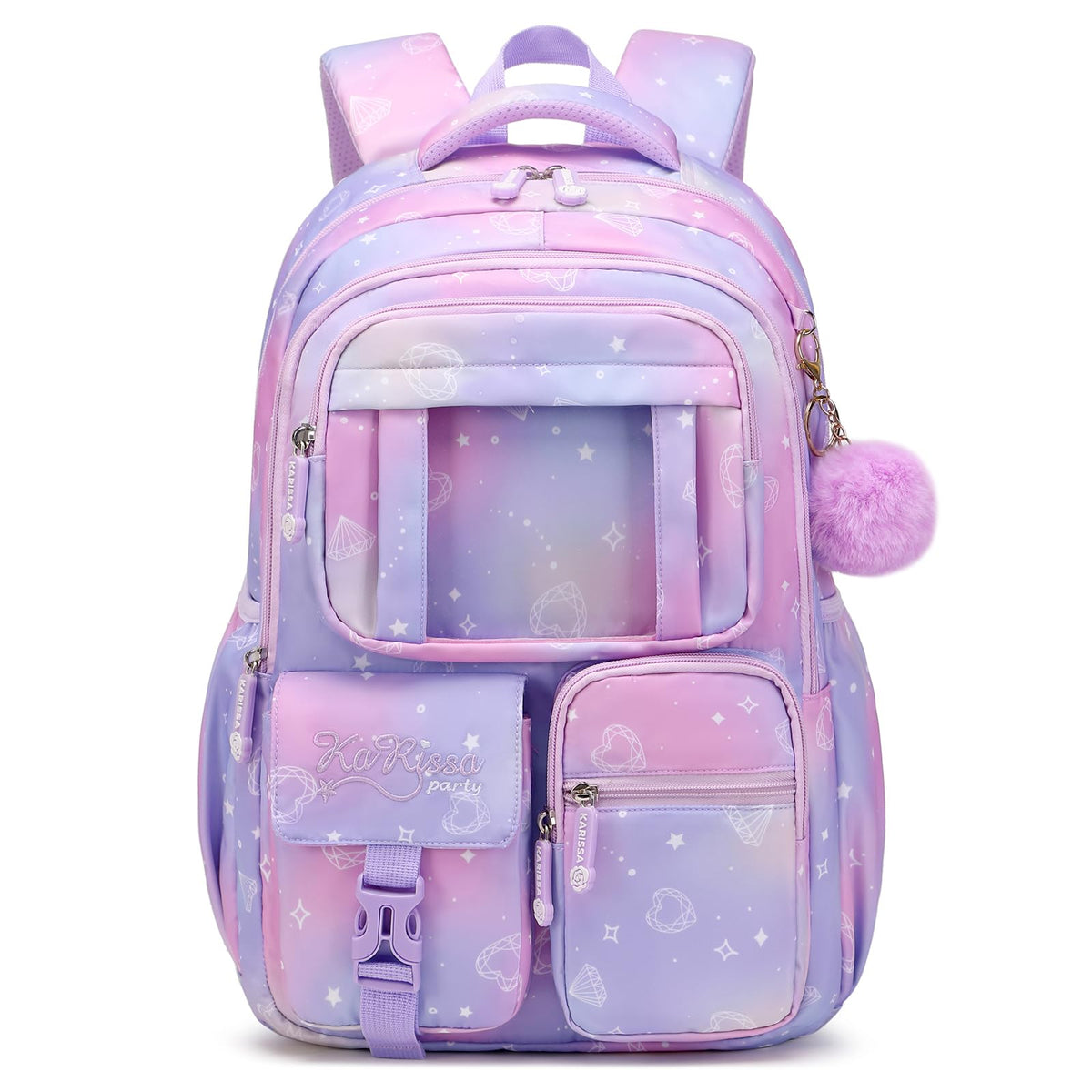 PIG PIG GIRL Kids Backpack for Girls - School Bags for Middle School Students - Book Bag for Elementary Primary - Kawaii Ita Backpack - Purple