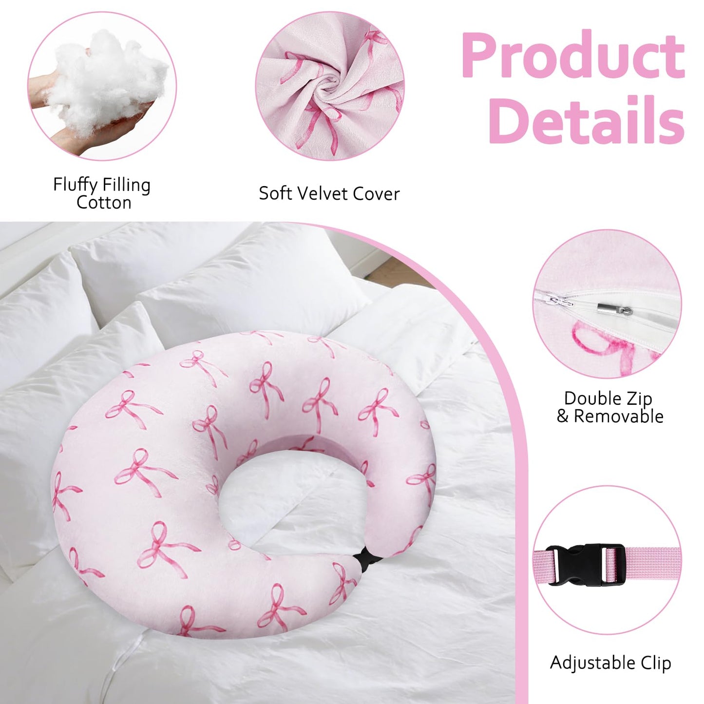 Crafting Pillow for Crocheting, Crochet Pillow for Lap Support, 12 Fun Print Styles, Ergonomic Arm Support, For Bed, Floor, Chair Comfort, Pain Relief and Fatigue for Gaming and Woking (Bow Tie)