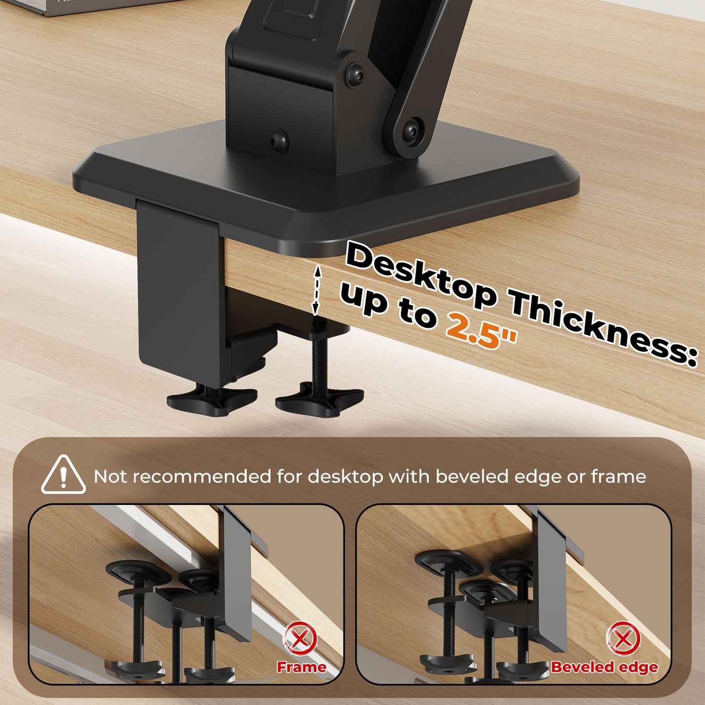JYLH JOYSEEKER 28" Standing Desk Converter, Height Adjustable Clamp Desktop Riser with Keyboard Tray, Sit Stand Monitor Riser Workstation for Home Office, Magnets Inclued, Black