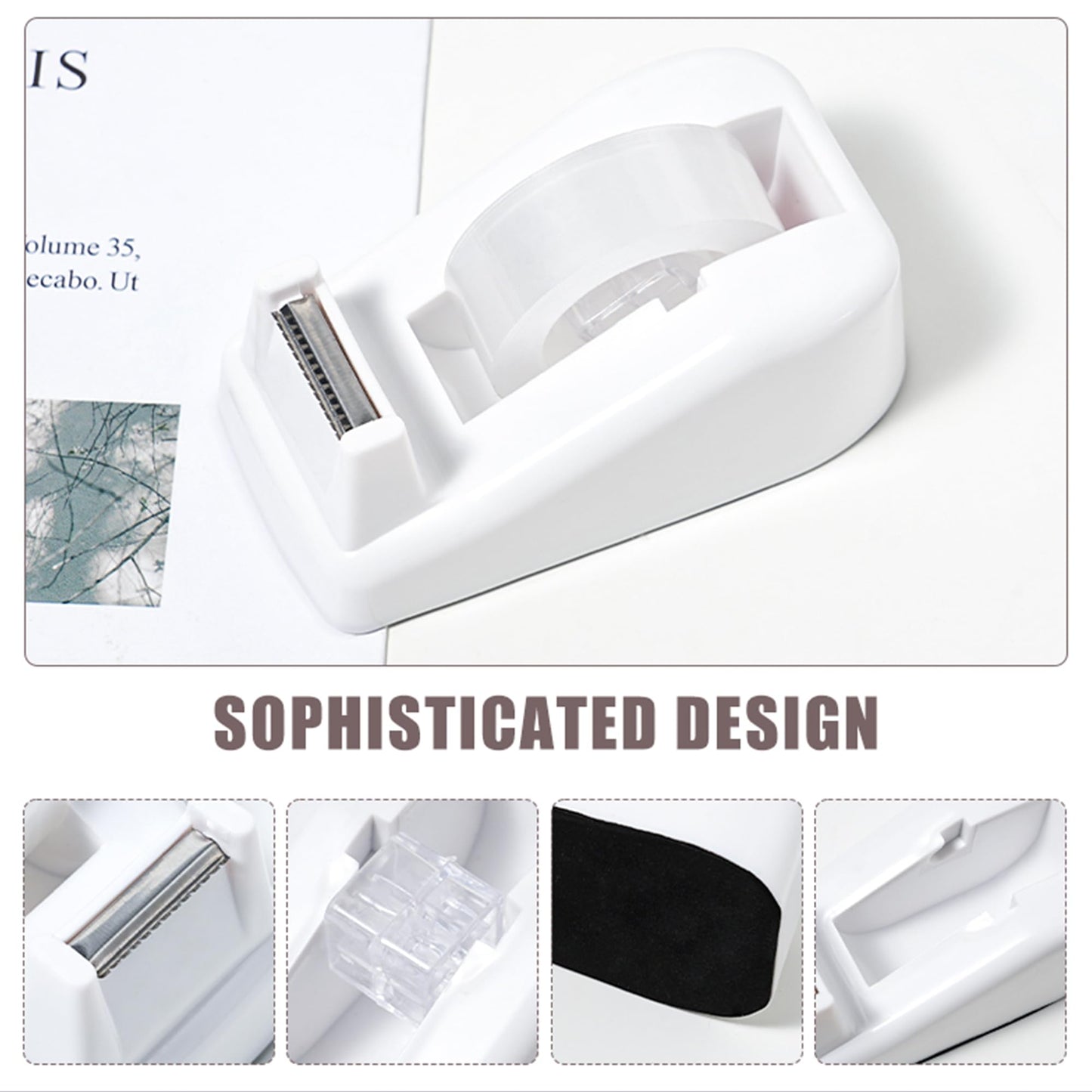 COMFYROOM Desk Accessories with Pen Holder, Office Supplies Desk Organizers and Accessories, Tape Dispenser, Stapler, Staple Remover, Staples, Clips Set, Ruler, Scissor, Pen, Tape (White)