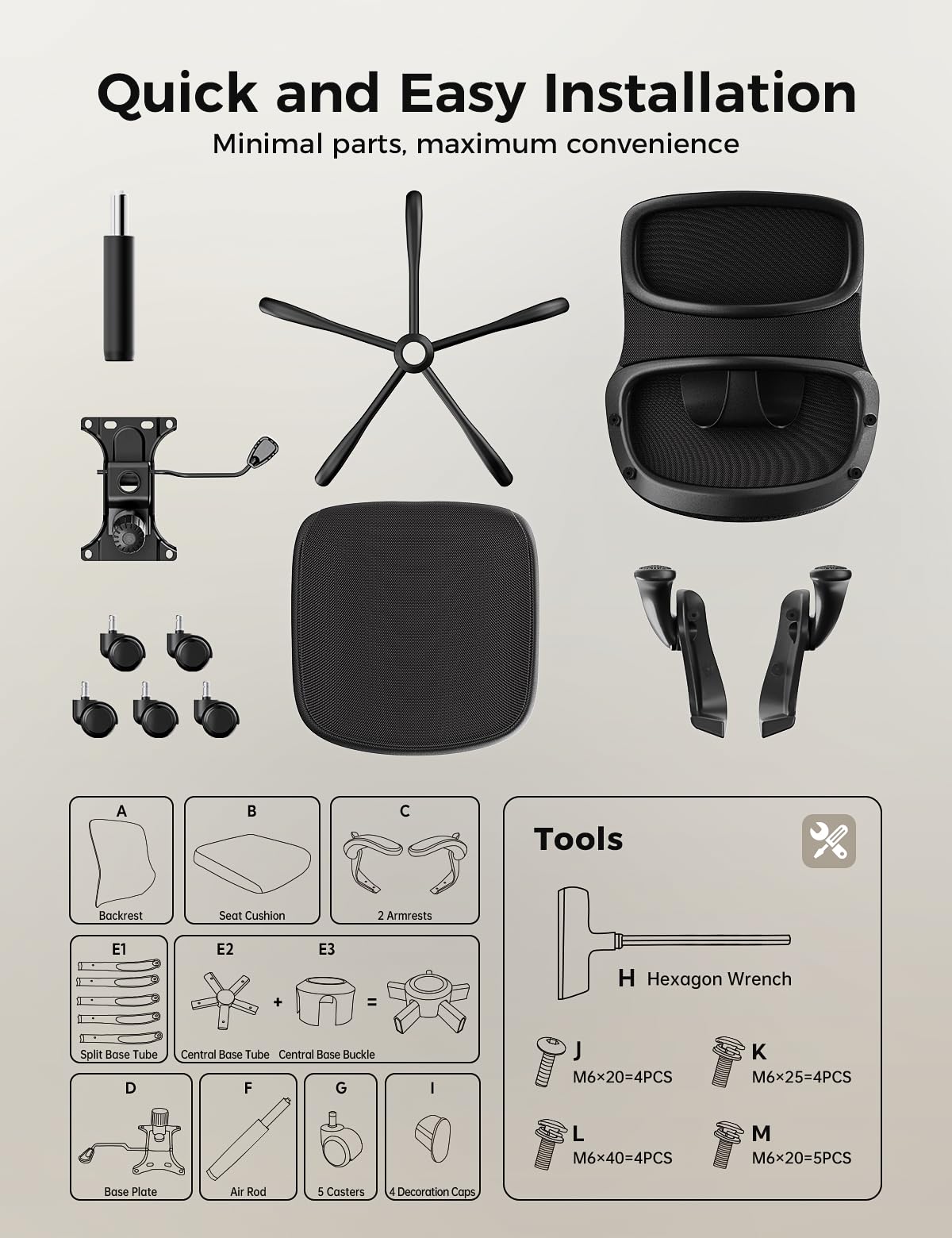 Deroavixe Office Chair, Mesh Ergonomic Desk Chairs, Comfy Computer Gaming Chair with Adjustable Height & Flip-up Armrest, Lumbar Support & Swivel Function for Home Office (Black)