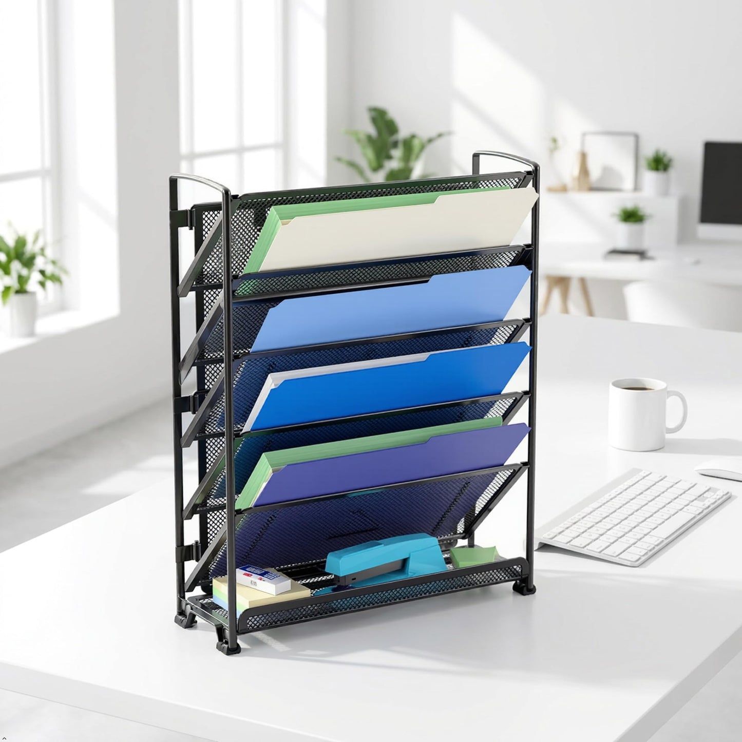 Simple Houseware 6-Tier Wall Mount Document Letter Tray Organizer, Black