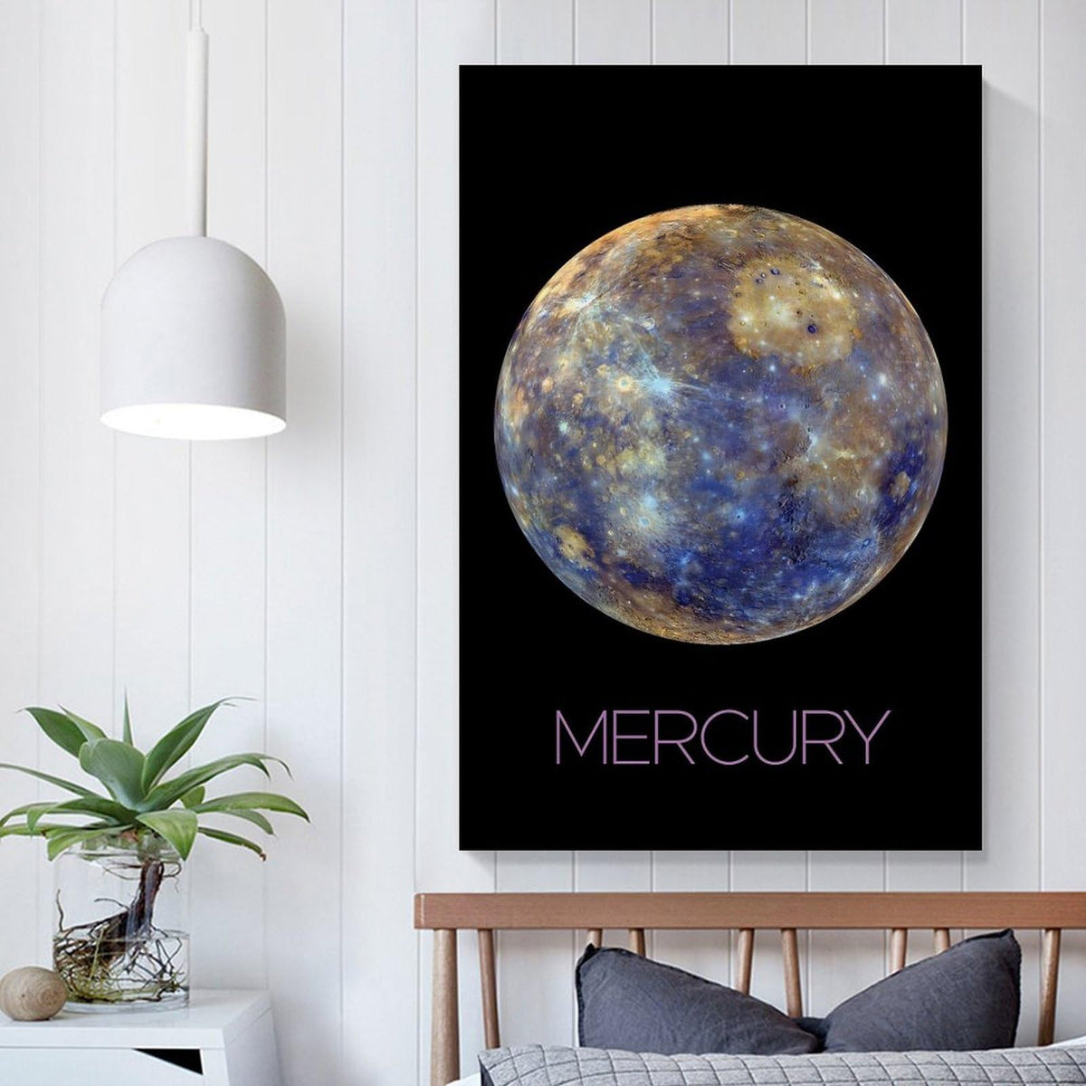 XIAOLOUTINYU Solar System Canvas Wall Art - Mercury Planet Space Poster for Kids Room Bedroom Classroom, STEM Educational Astronomy Decor, Science Gift for Boys Girls Teens, 12x18 Inch Unframed