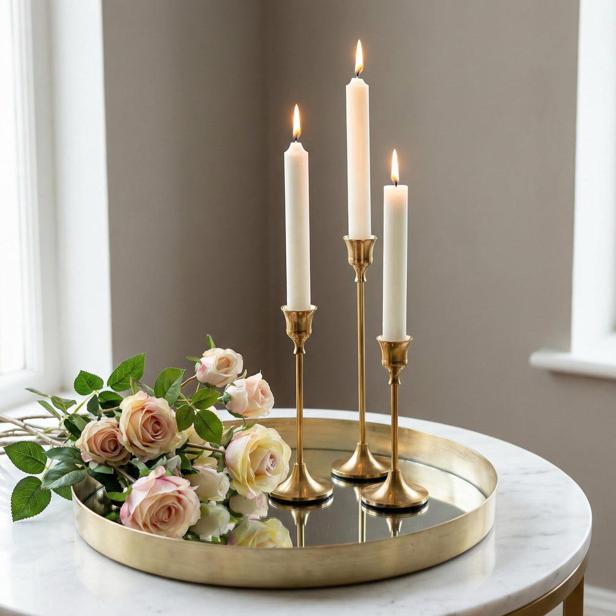 Gold Candle Holders for Taper Candles, 12 Pcs Metal Candlestick Holders, Heavy Base Rustproof Candelabra for Wedding Centerpieces Dining Table Fireplace Christmas Home Decor (Gold)