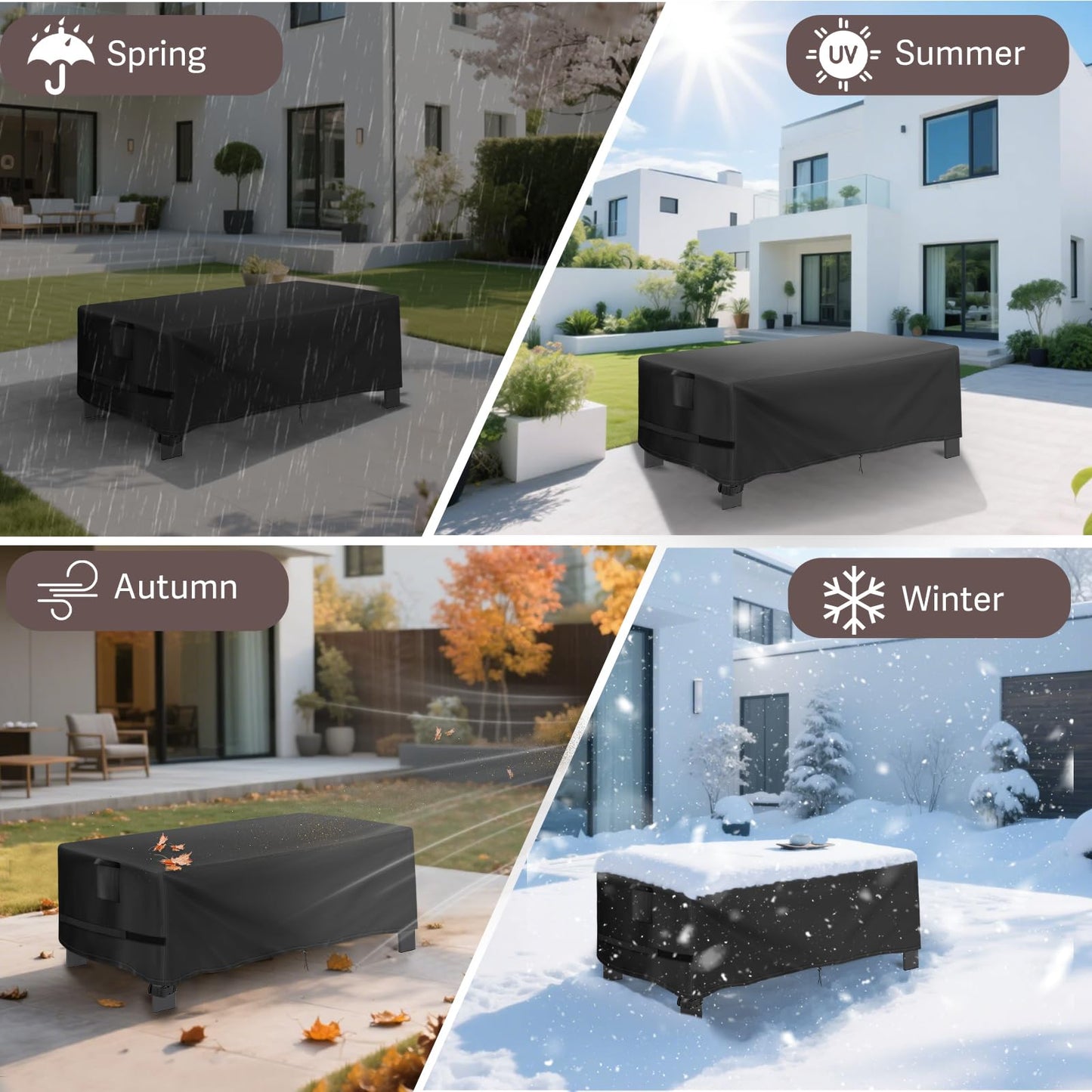 Hiticover Outdoor Coffee Table Cover Rectangle, 48 Inch Waterproof Patio Rectangular Coffee Table Cover, Outdoor Small Furniture Covers for Winter, Rainproof Fade Resistant - 48 x 24 x 16 Inch