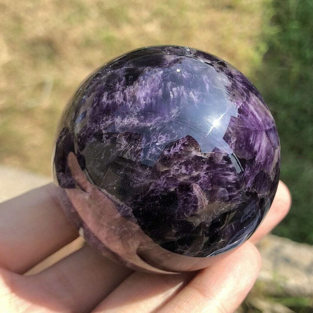 Acxico 1 pcs Natural Dreamy Amethyst Ball Quartz Crystal Sphere Reiki Healing 4.5cm