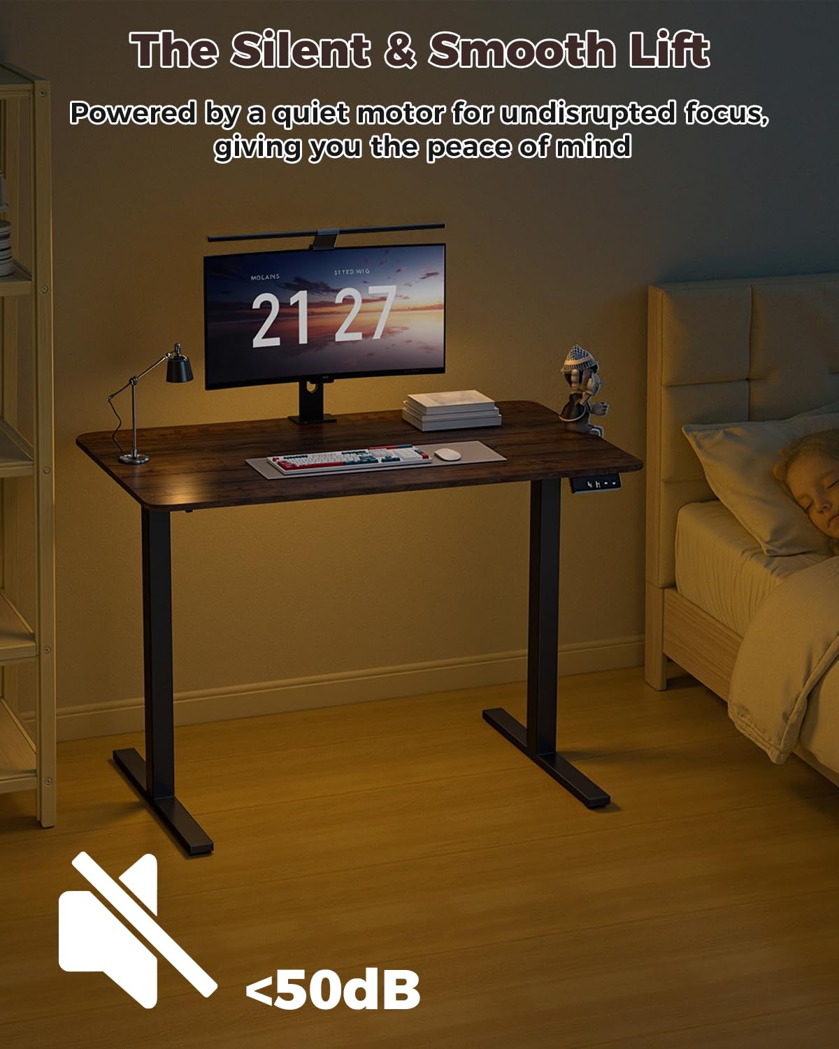 NEXT BEAUTY Electric Standing Desk 48" x 24", Height Adjustable 28"-46", Sit Stand Desk with Memory Presets, Smooth & Quiet Motor, Reinforced Frame, Easy Assembly, Ergonomic Home Office Desk