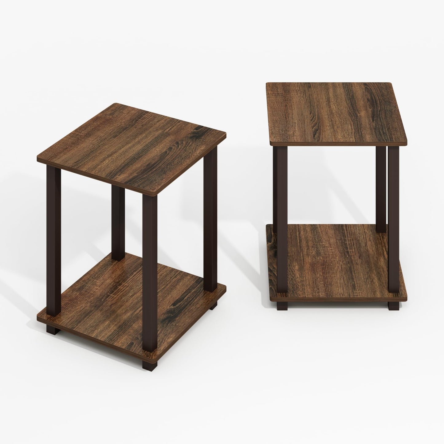 Furinno Simplistic Side Table Set of 2, End Table, Night Stand, Nightstand, Bedside Table, for Living Room, Bedroom, Black Walnut