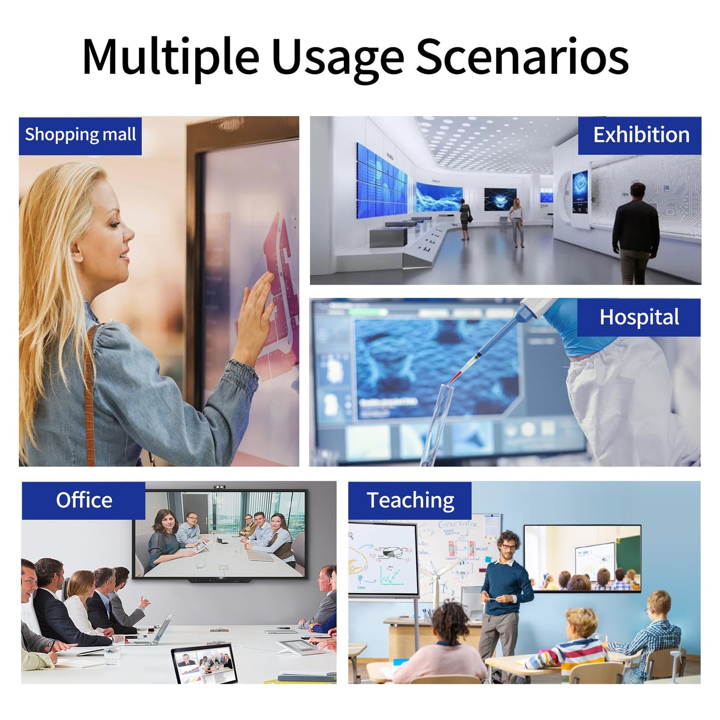Tokigns 15.6 Inch Capacitive Multi-Touch Screen Industrial Monitor, 16:9 FHD Display 1920 x 1080P, Built-in Speakers, USB, VGA& HD Ports, Digital Signage Displays and Player for Advertising