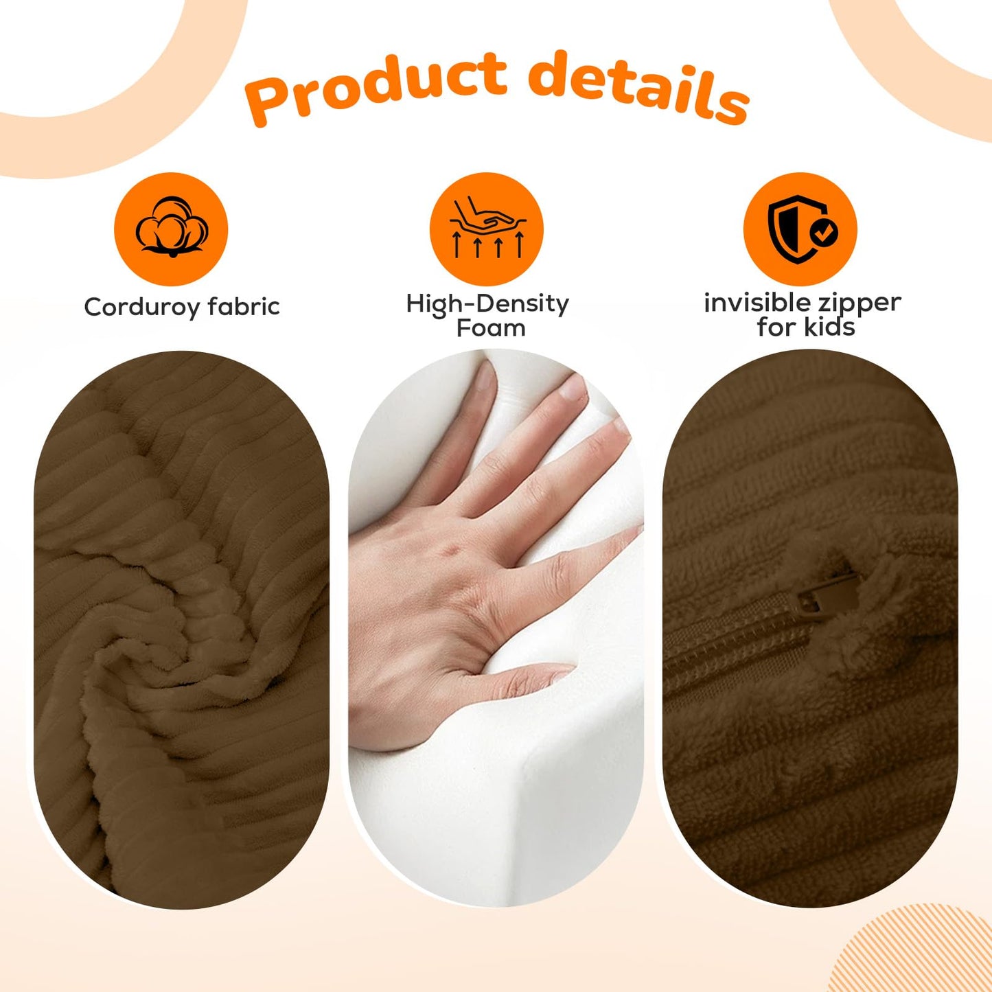 MeMoreCool Kids Couch, 2-in-1 Corduroy Kids Couch Fold Out to Recliner, Comfy Kids Chair for Ages 3+, Cushioned Foam Kids Sofa with Washable Cover for Playroom and Bedroom, Brown
