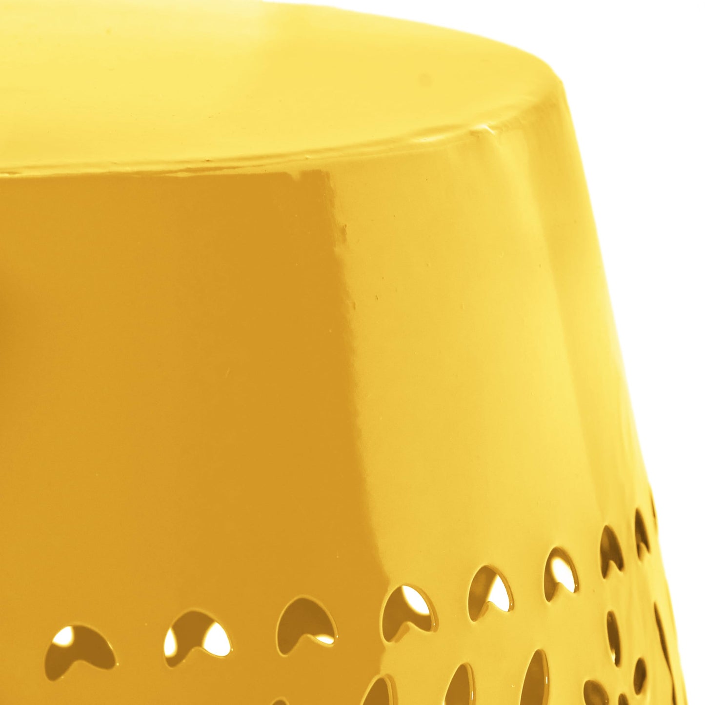 Christopher Knight Home Zoey Small Outdoor Side Table, Lace Cut Iron End Table, Metal Outdoor Stool, Hollow Drum Round Side Table, Decorative Garden Stool with Cutout Design for Patio Balcony, Yellow